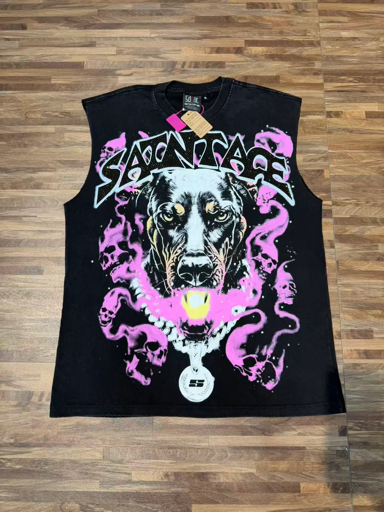 Stussy Santage Graphic Pink Smoke Vest Top