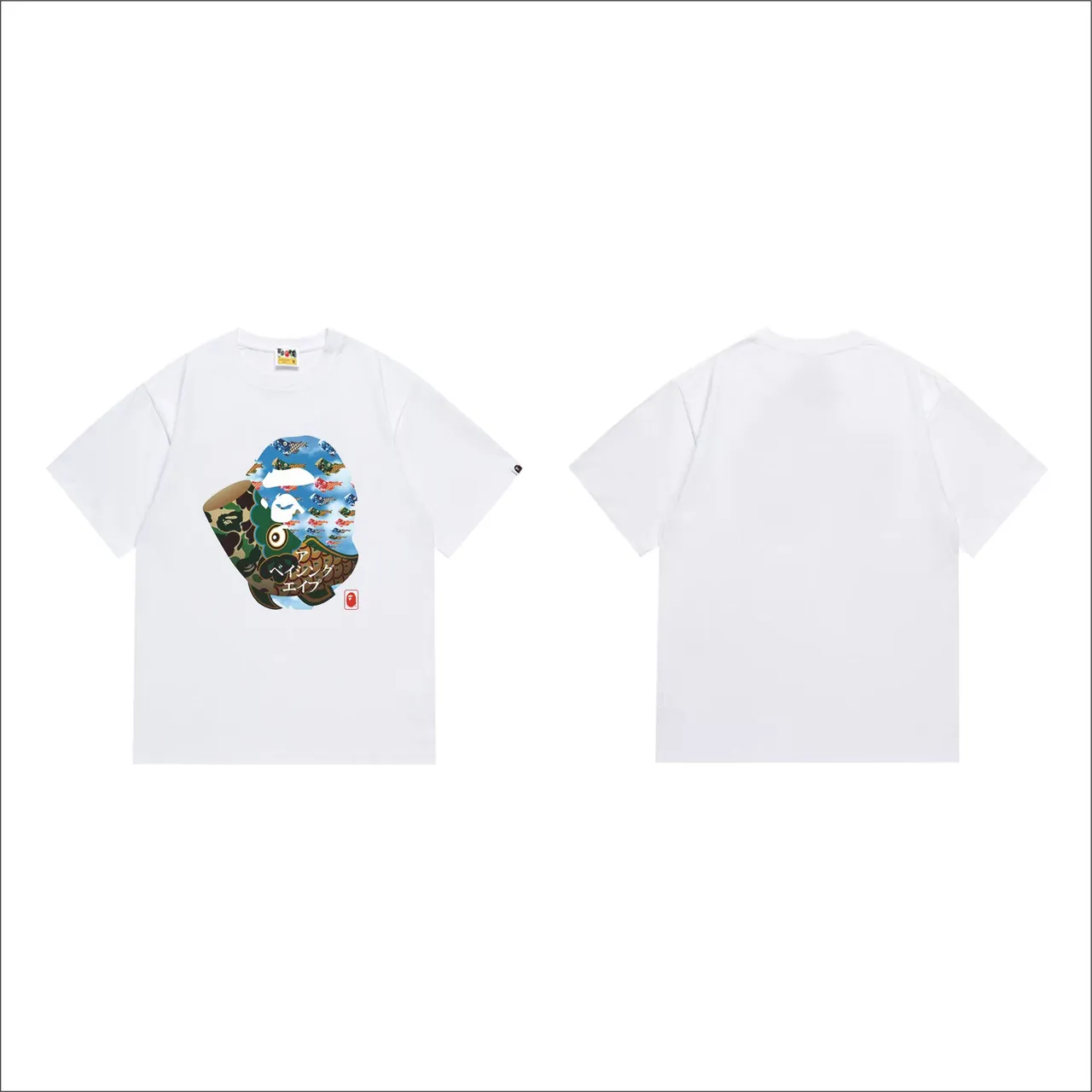 A Bathing Ape Koinobori Camo Graphic Print Black T-Shirt