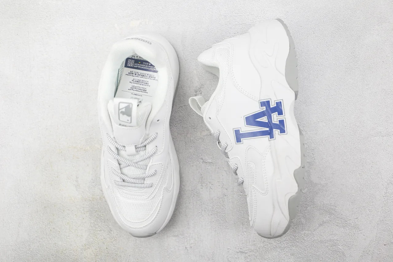 Mitchell & Ness White Blue Sole Team Logo Branding Chunky Sneakers