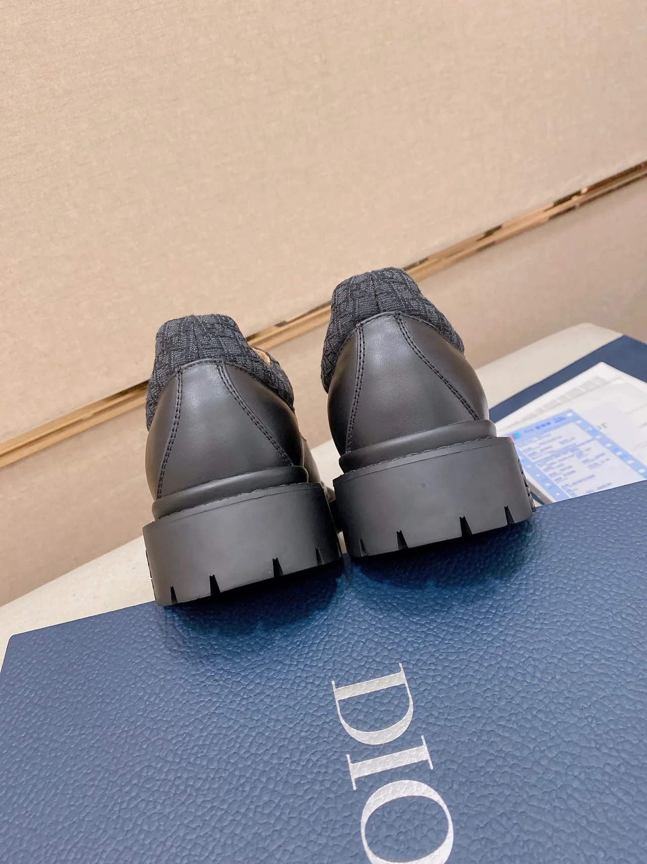Dior Gray Moc-Toe Chunky Lug Sole Oxford Shoes