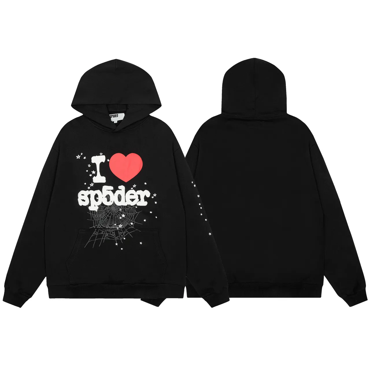 Sp5der I Love Gray Black Graphic-Print Oversized-Fit Tracksuit