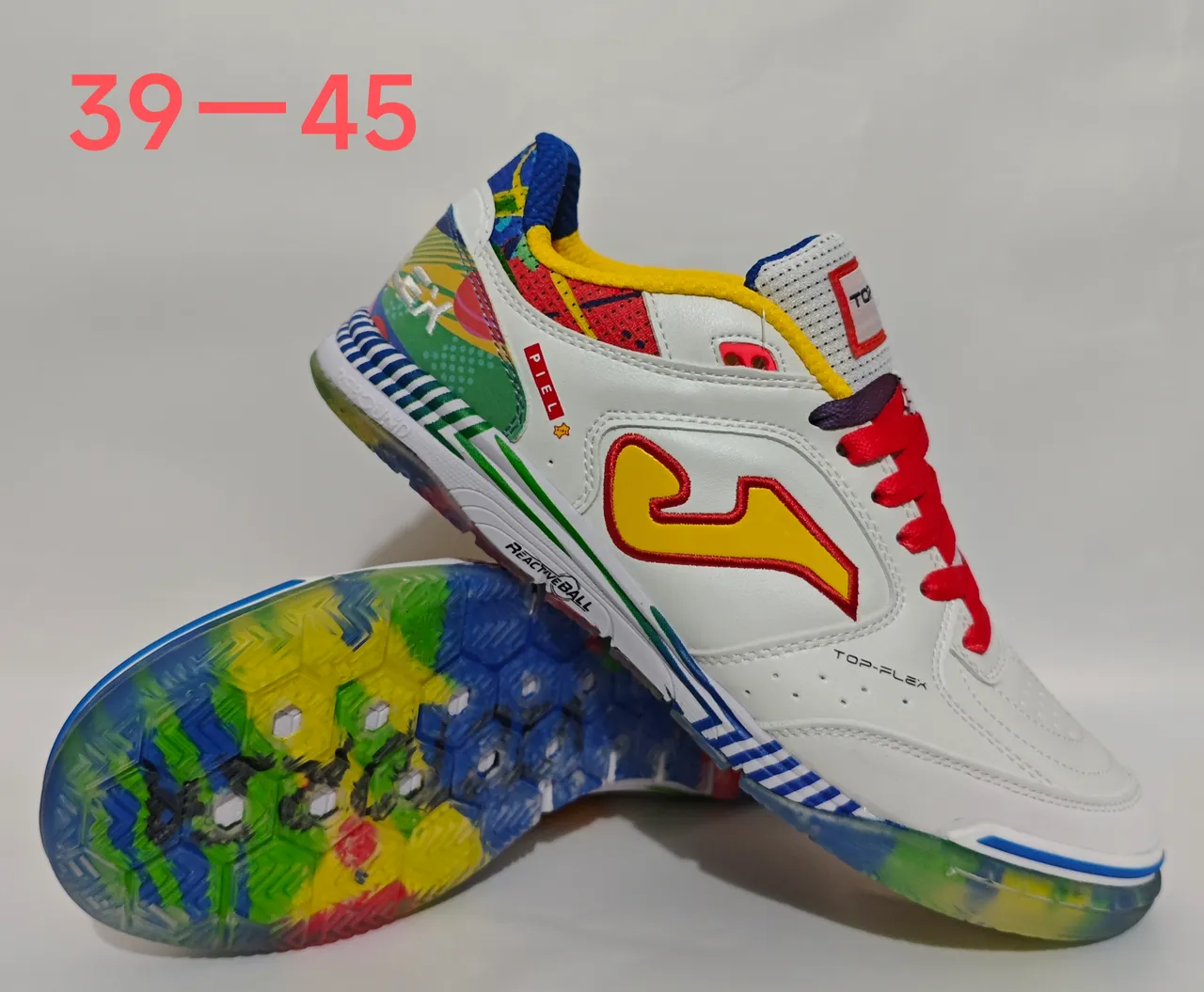 Joma White Multicolor Low-Top Lace-Up Synthetic Leather Upper Sneakers