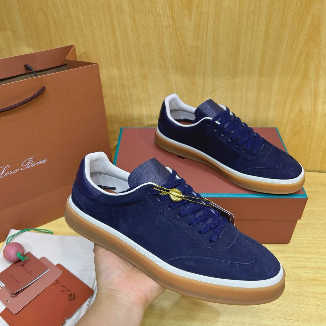 Loro Piana Navy Suede Gum Sole Lifestyle Sneakers