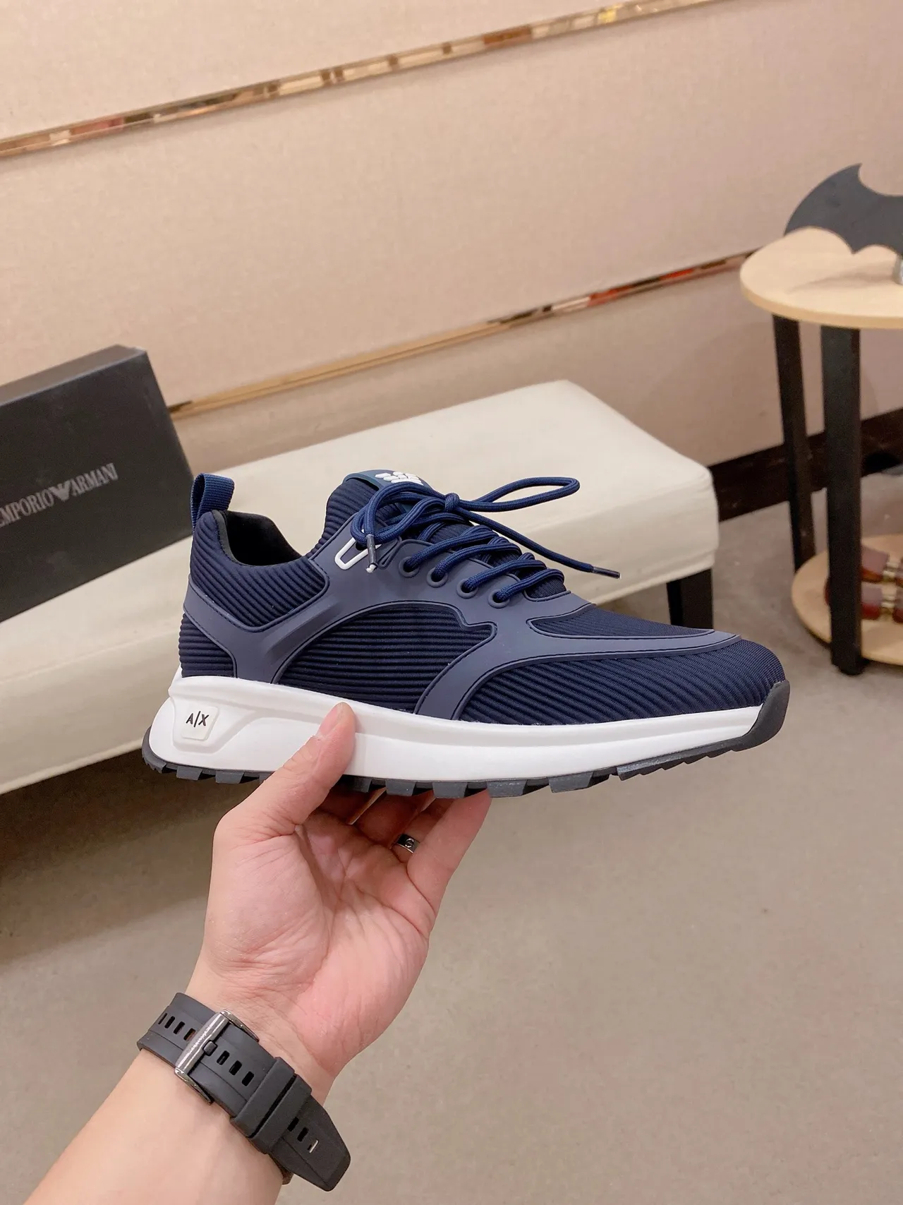 Armani Exchange Navy and White Lifestyle Sneakers