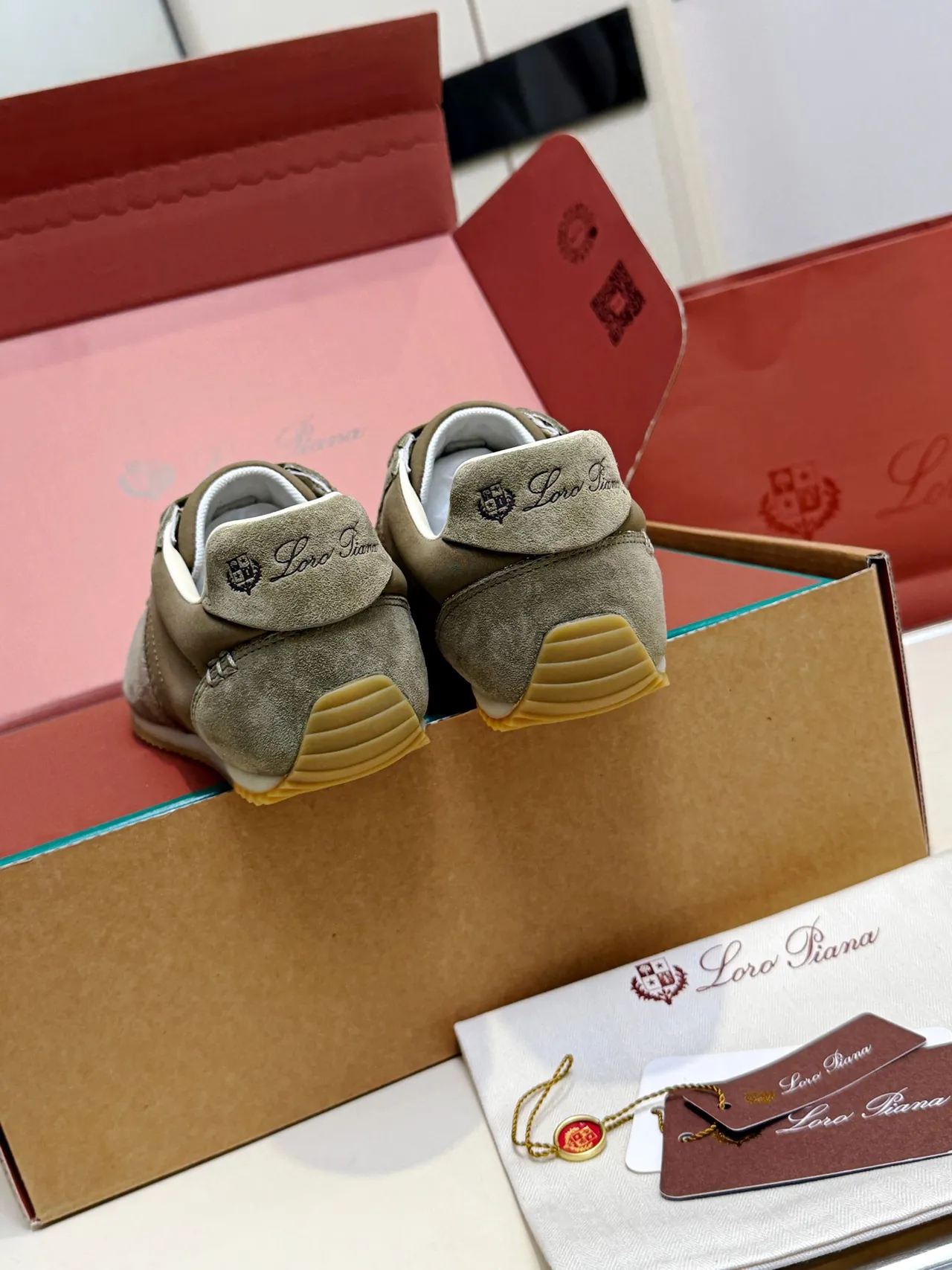 Loro Piana Olive Green Suede Lifestyle Sneakers