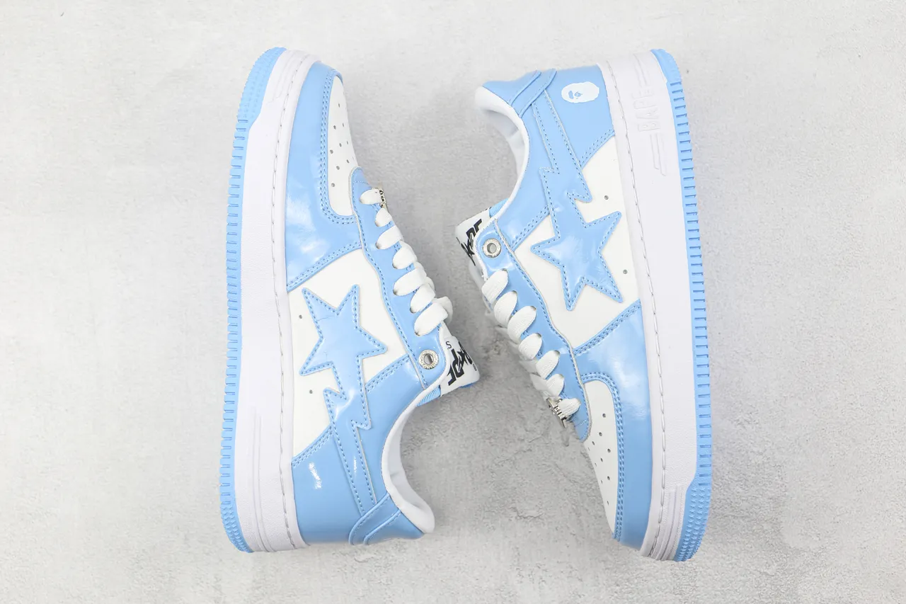 A Bathing Ape BAPE STA Light Blue Patent Leather Lifestyle Sneakers