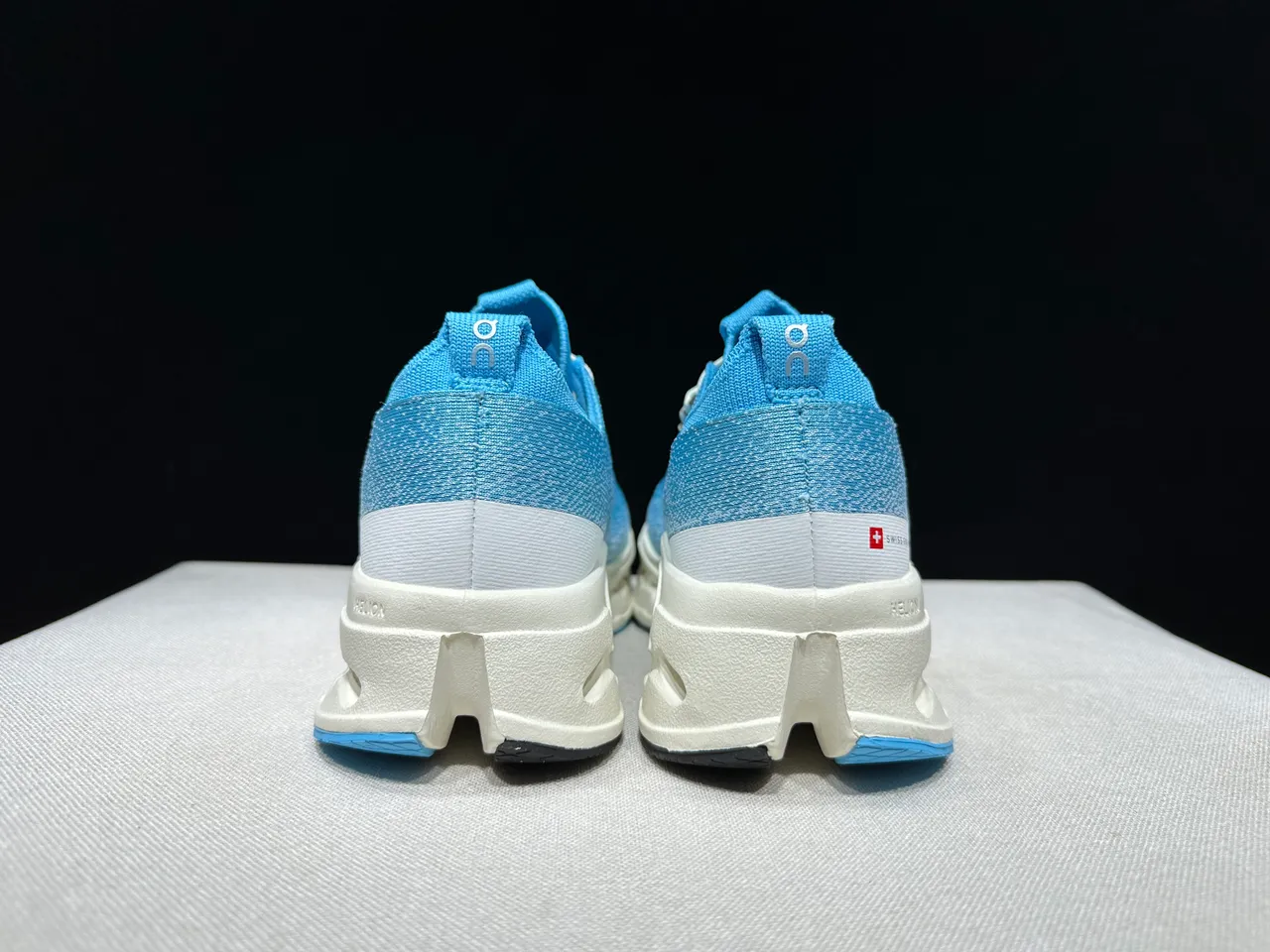 On Blue White Engineered Knit Upper CloudTec Phase Midsole Running Shoes