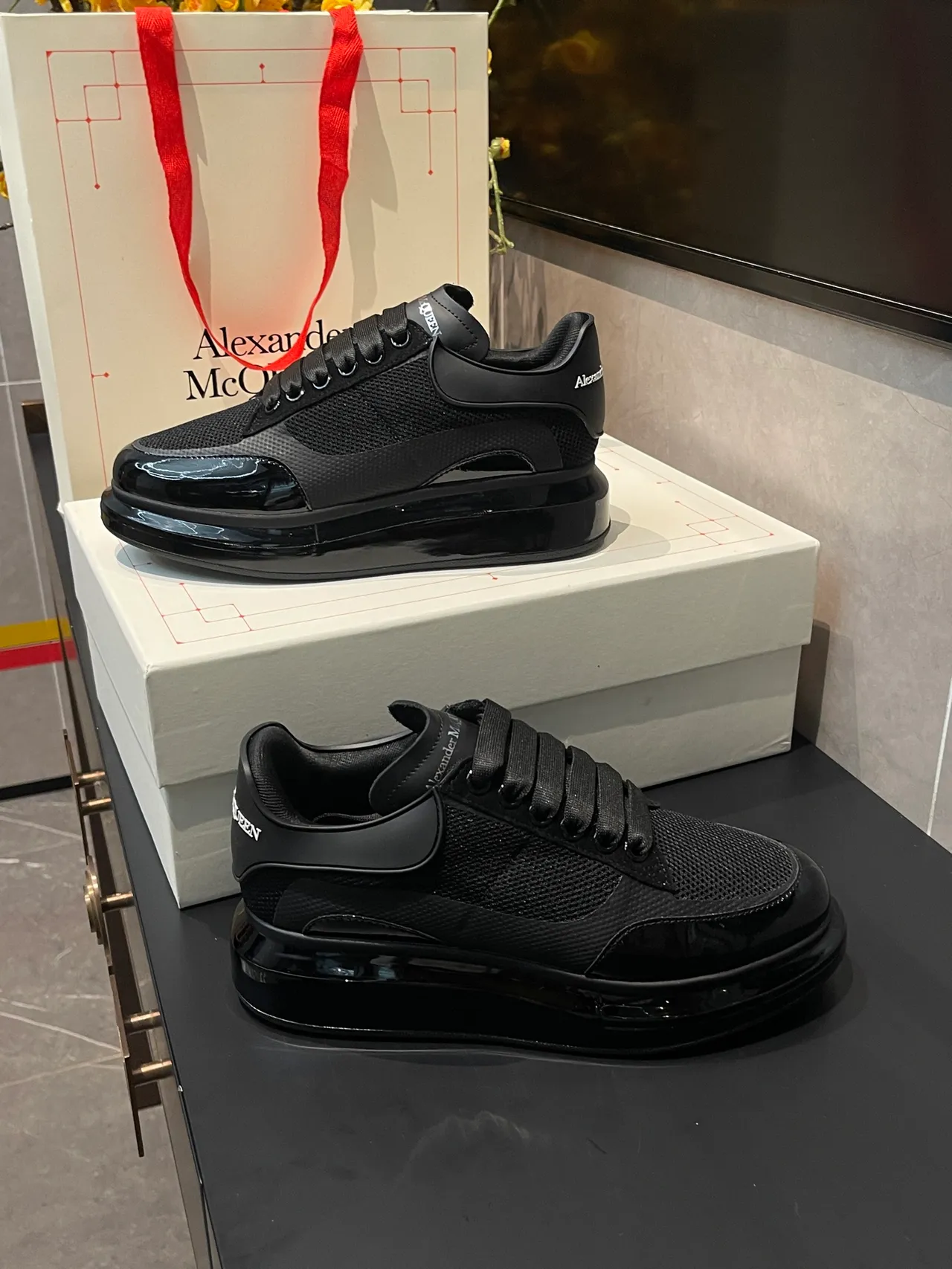 Alexander McQueen Oversized Sneaker Black Mesh Lifestyle Sneakers