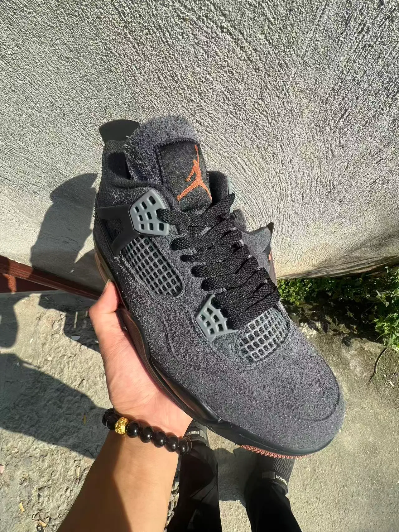 Air Jordan 4 Gray Black Beige Orange Basketball Shoes