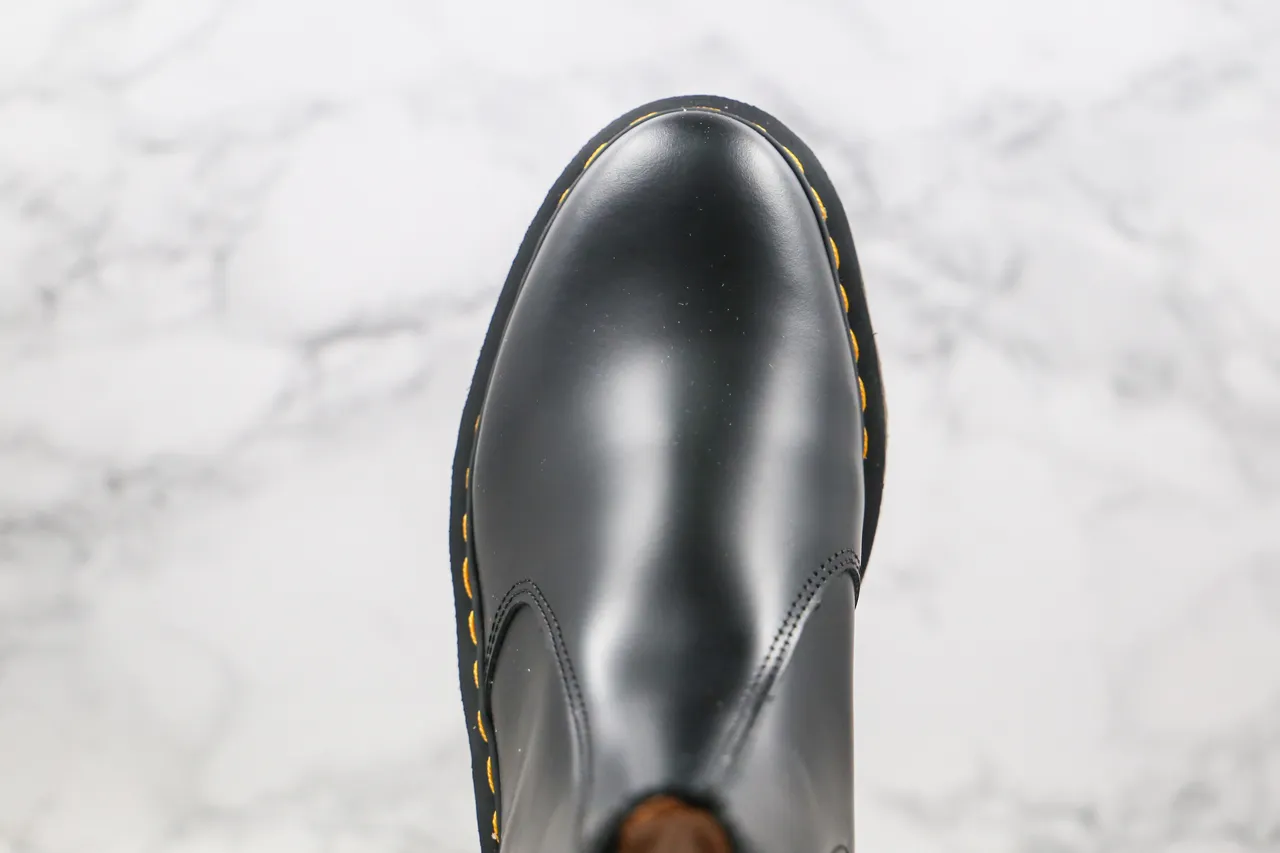 Dr. Martens Chelsea Boot Black Yellow Smooth Leather Welt Stitching Chelsea Boots