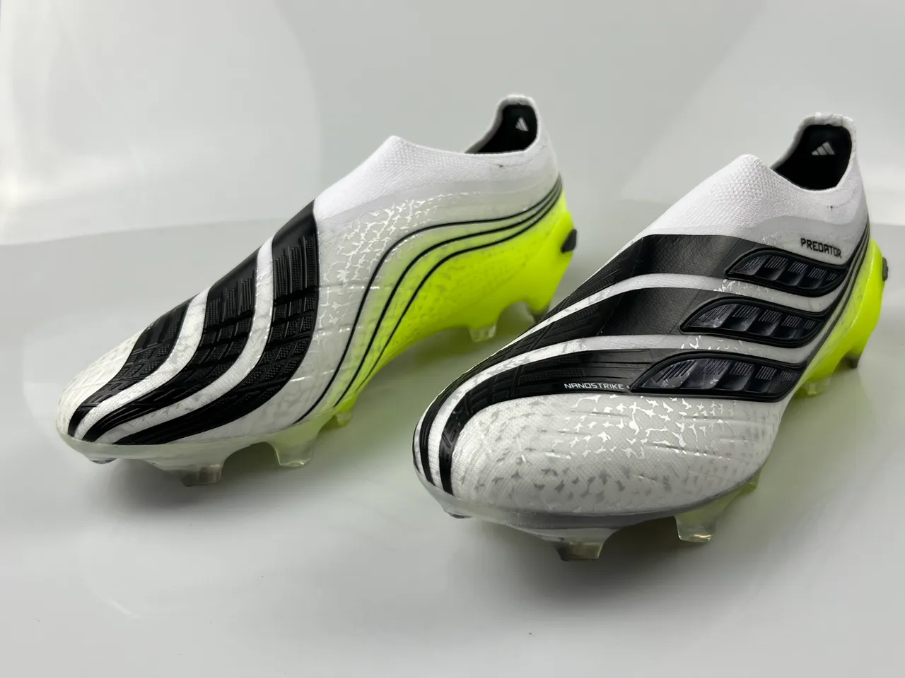 Adidas Predator Nanostrike+ White Black Neon Yellow Firm-Ground Soccer Shoes