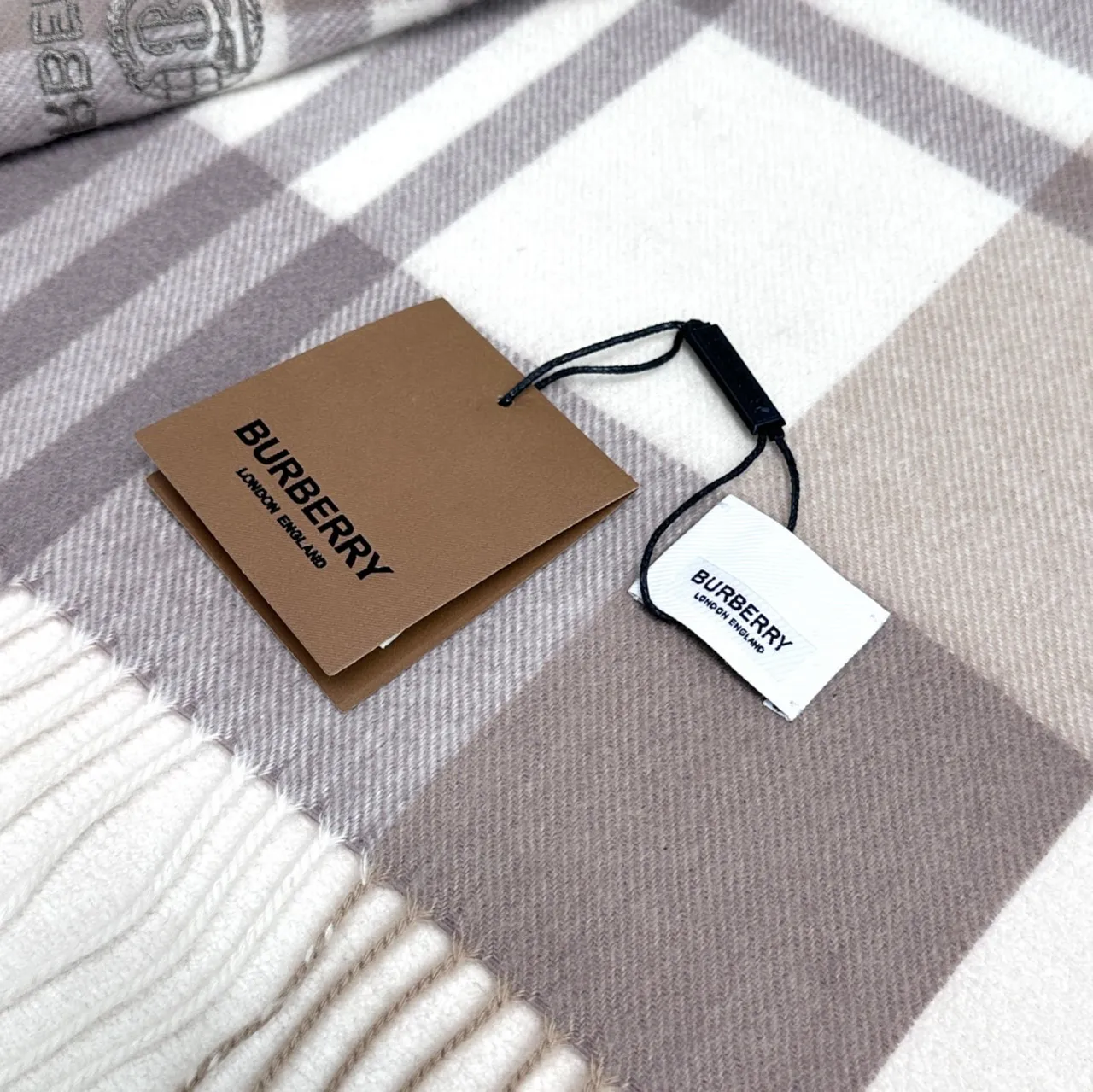 Burberry Classic Check Beige Taupe Cashmere Scarf