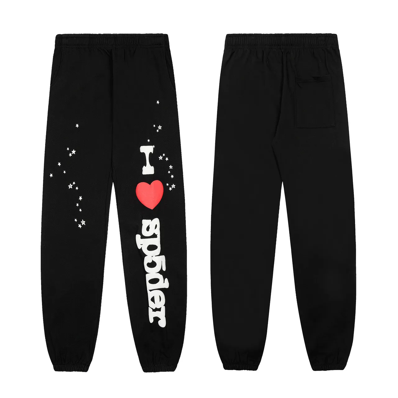 Sp5der I Love Gray Black Graphic-Print Oversized-Fit Tracksuit