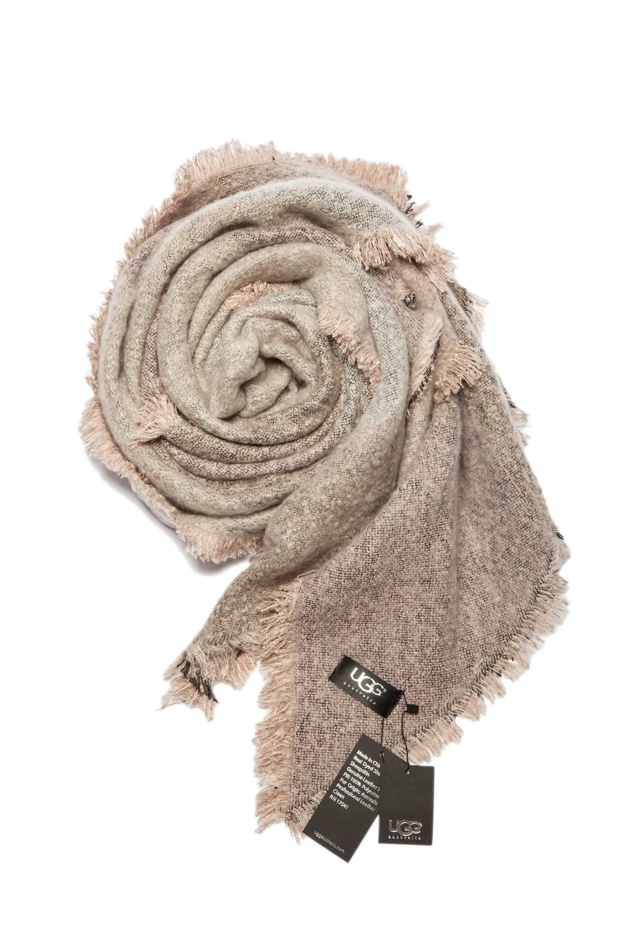 Beige Black Woven Fringed Scarve