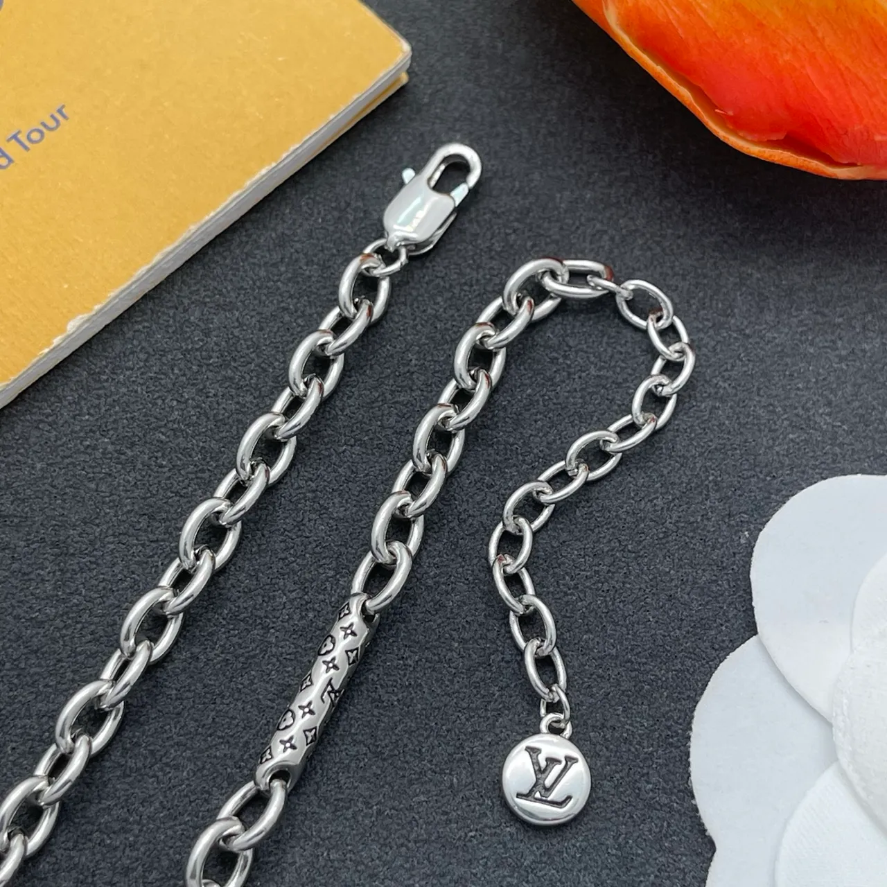 Louis Vuitton Monogram Chain Silver-Tone Link Necklace