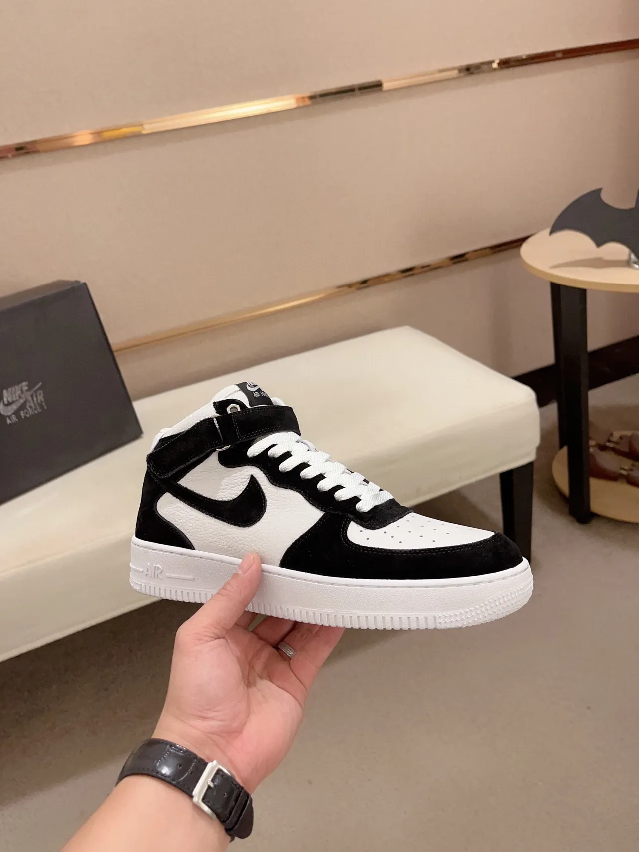 Nike Black White High-Top Suede And Leather Paneling Lifestyle Sneakers