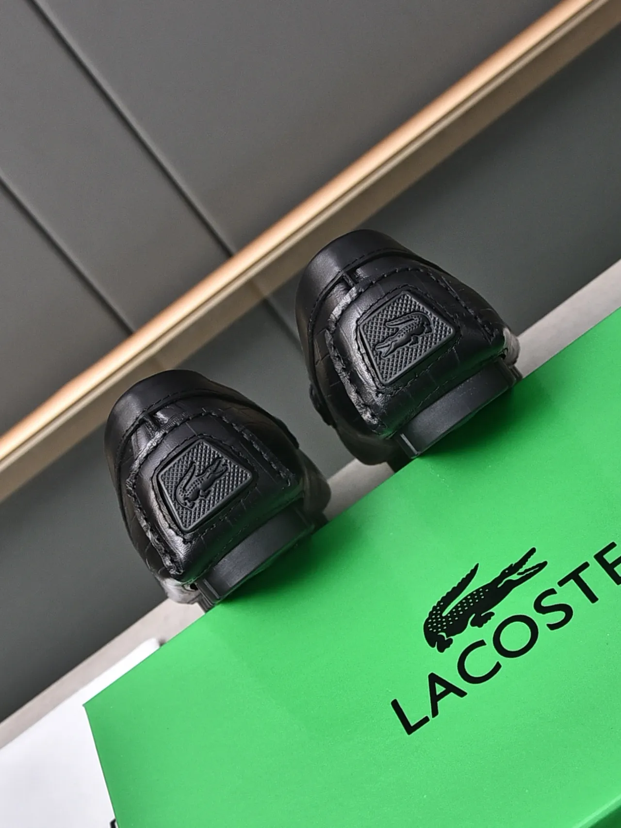 Lacoste Horsebit Loafer Black Croc-Embossed Leather Loafers