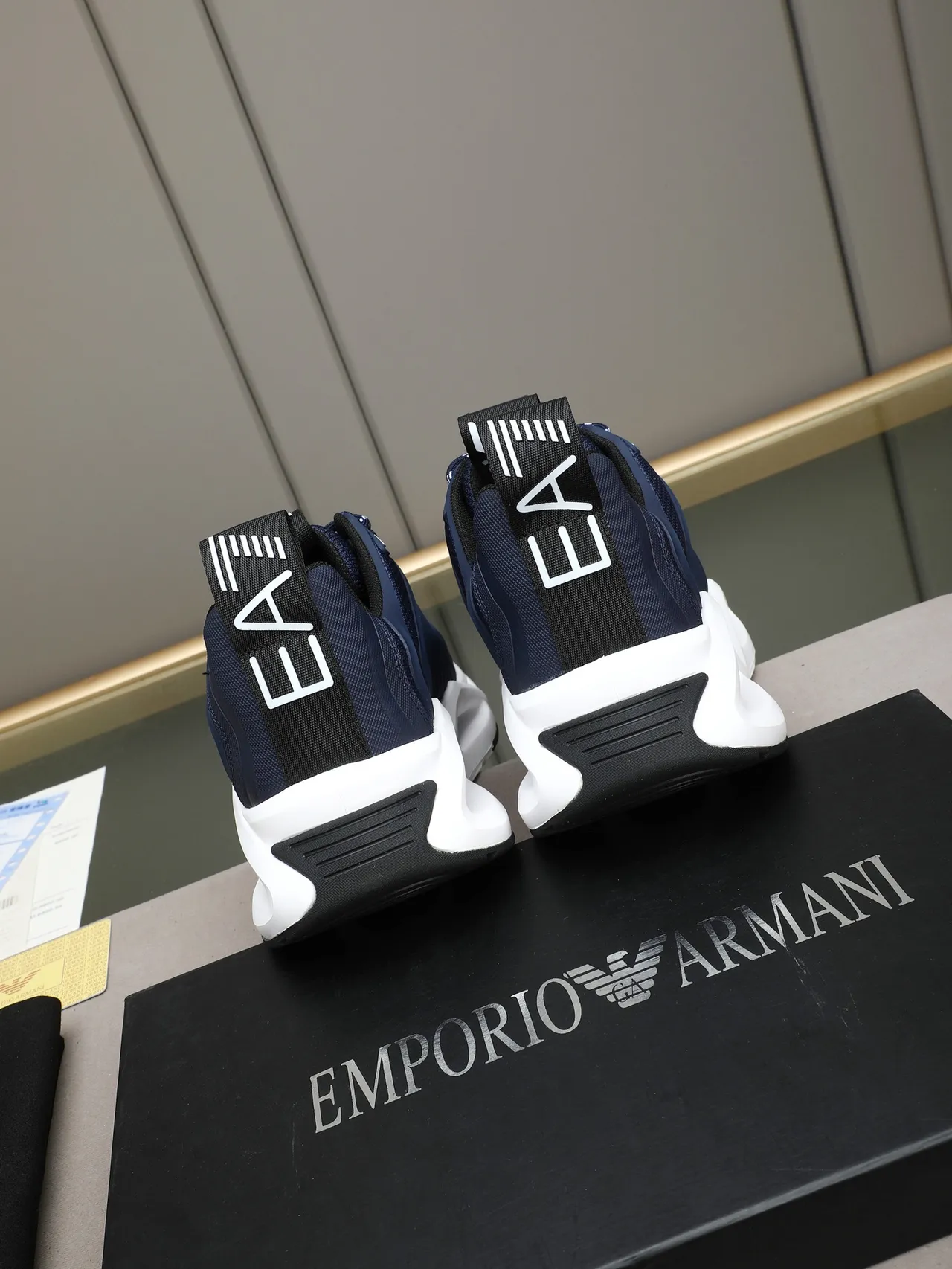 Giorgio Armani Navy Mesh and Synthetic Overlay Lifestyle Sneaker