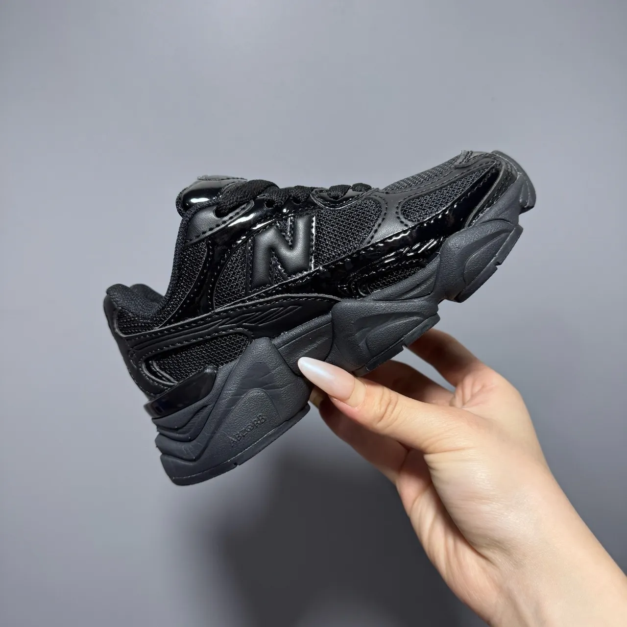 New Balance 9060 Black Glossy Chunky Sneakers