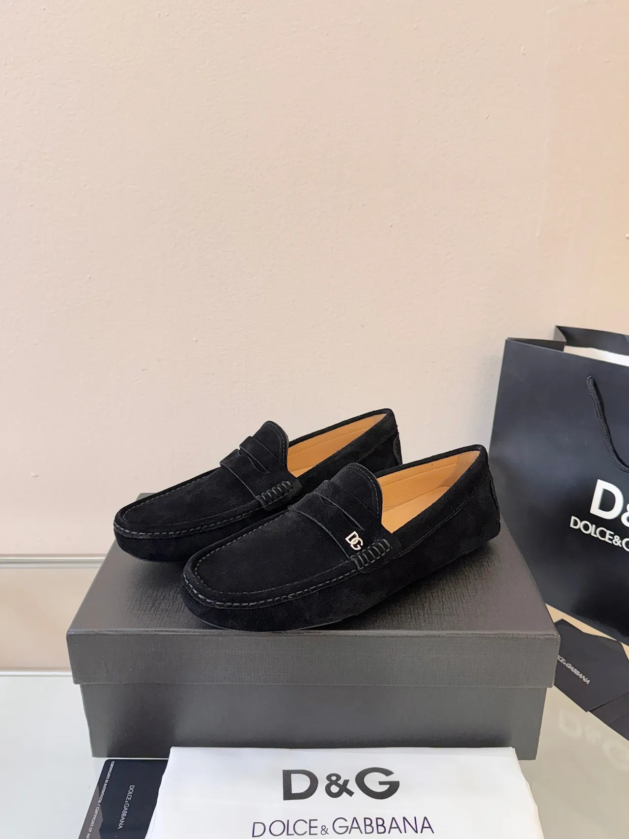 Dolce & Gabbana DG Logo Suede Penny Loafer
