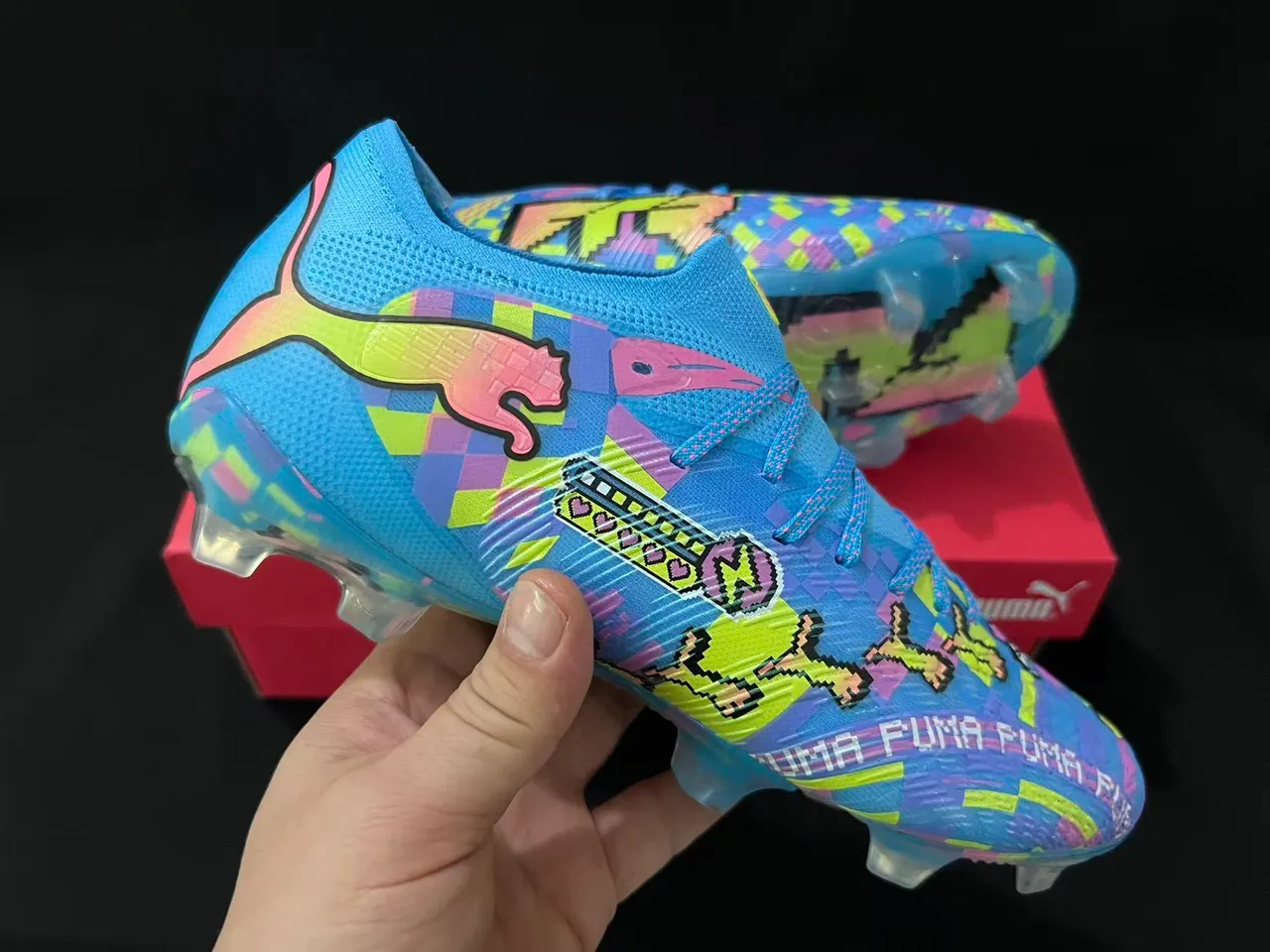 Puma Future Z Pixel Art Bright Blue Multicolor Firm-Ground Soccer Shoes