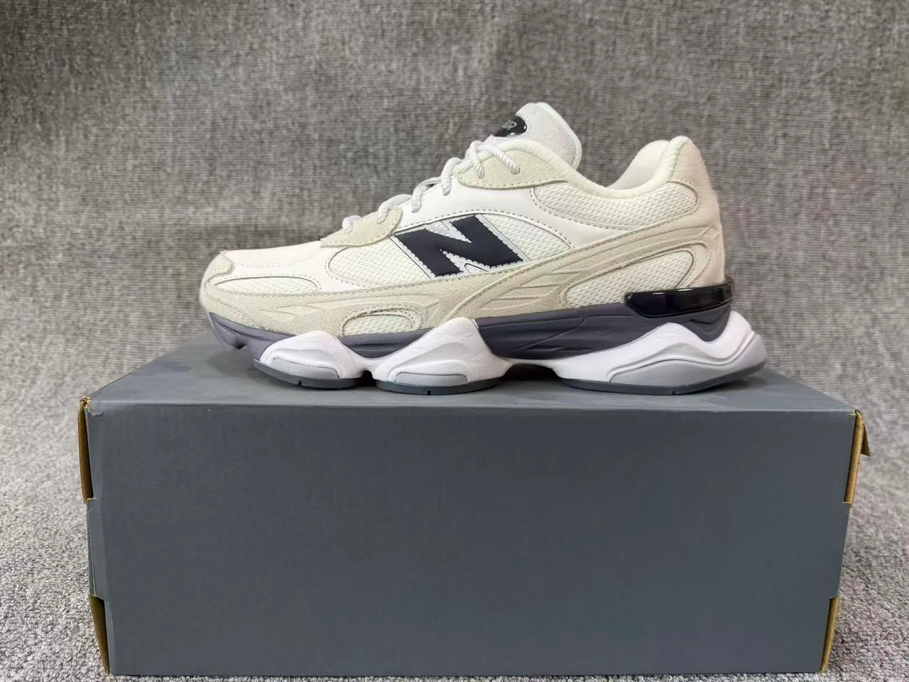 New Balance 9060 Off-White Navy Chunky Sneakers