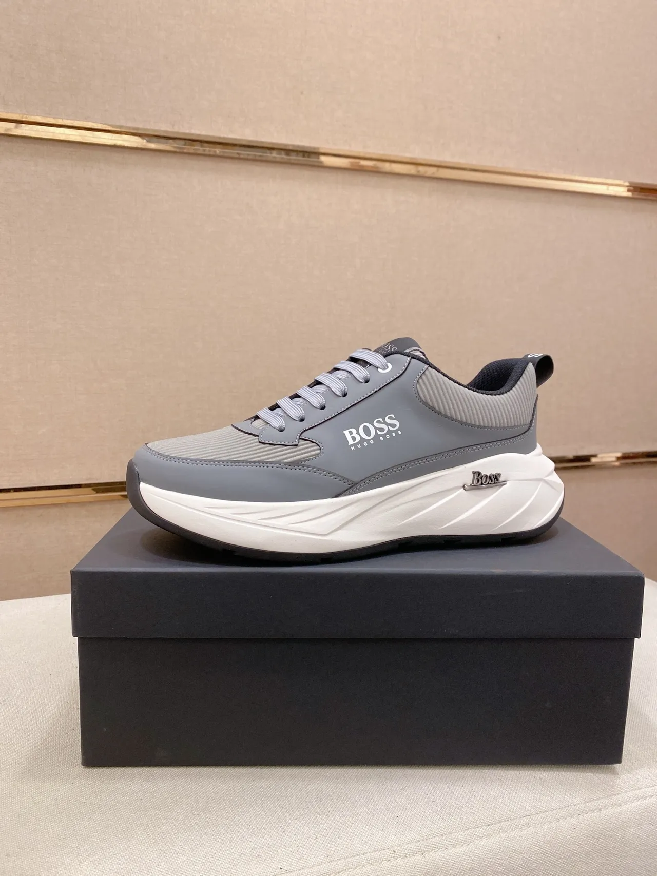 Hugo Boss Gray and White Lifestyle Sneaker