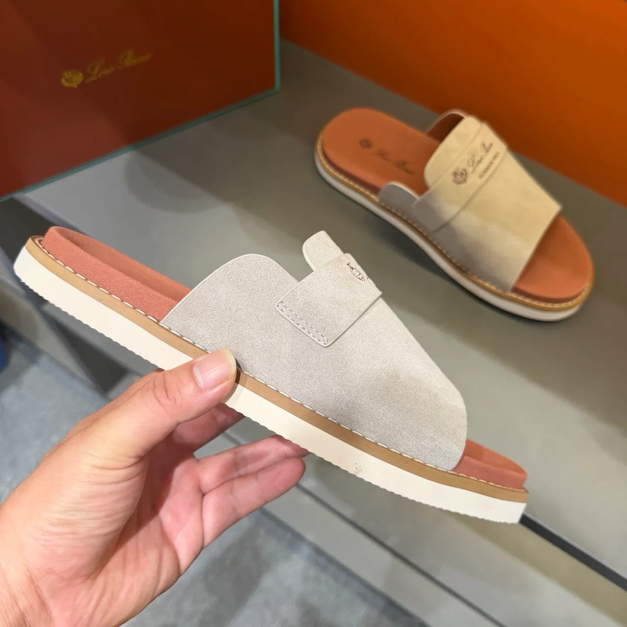Loewe Summer Walk Suede Slide Slippers