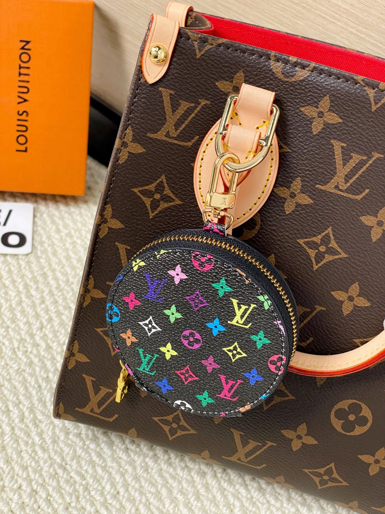 Louis Vuitton Multicolor Brown Circular Zippered Coin Purse