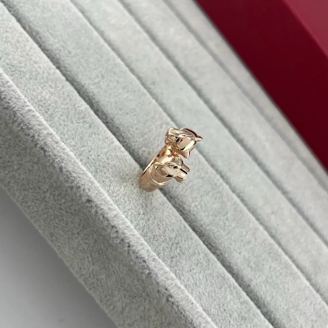 Gold Silver Open-Band Animal-Head Motif Ring