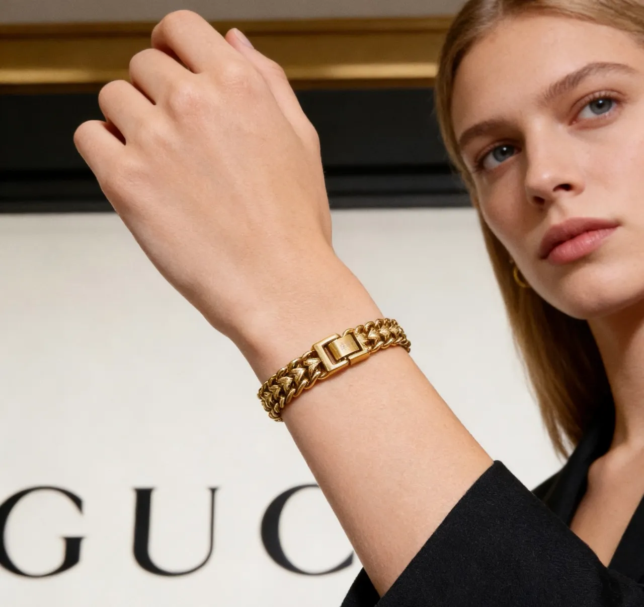 Gucci Braided Curb Chain Gold-Tone Bracelet