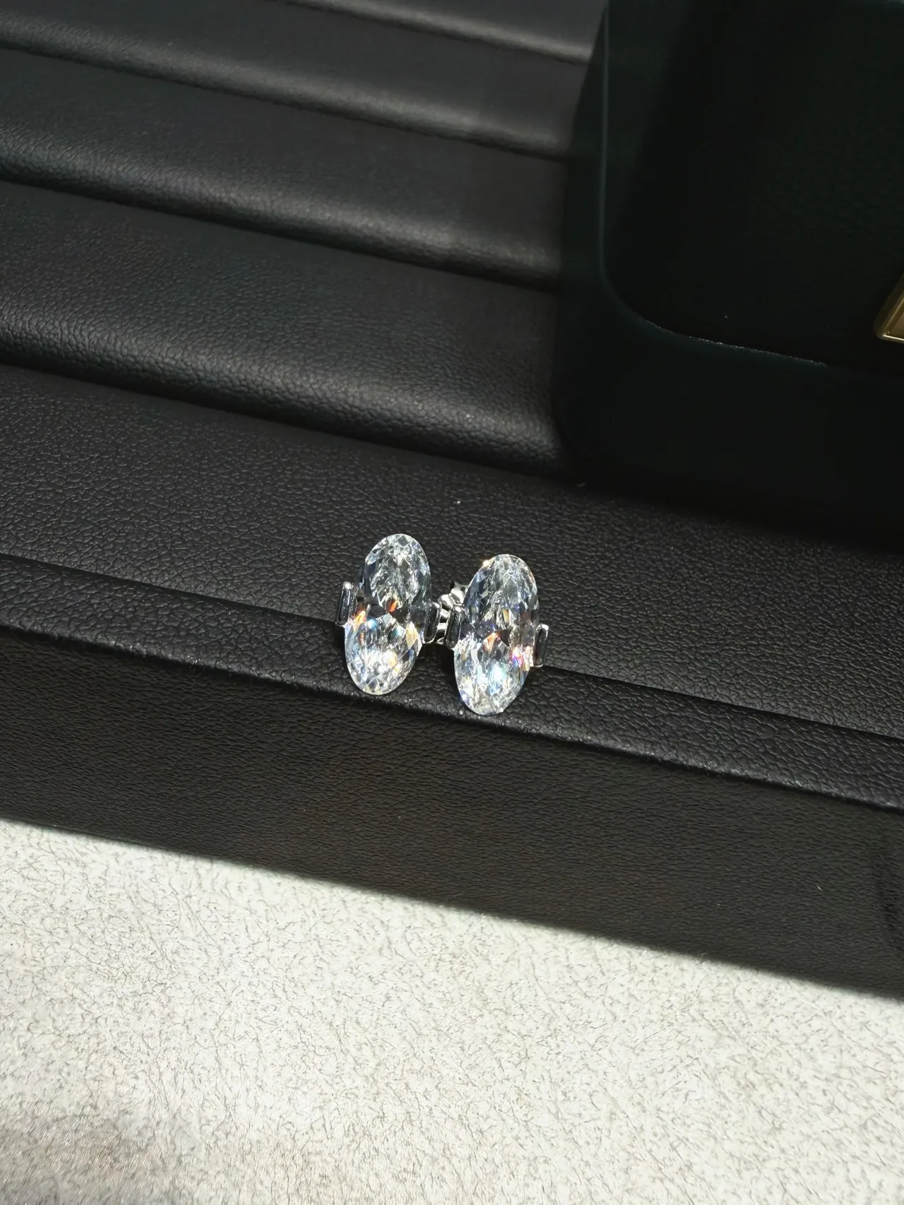 Oval Faceted Crystal Stud Earrings