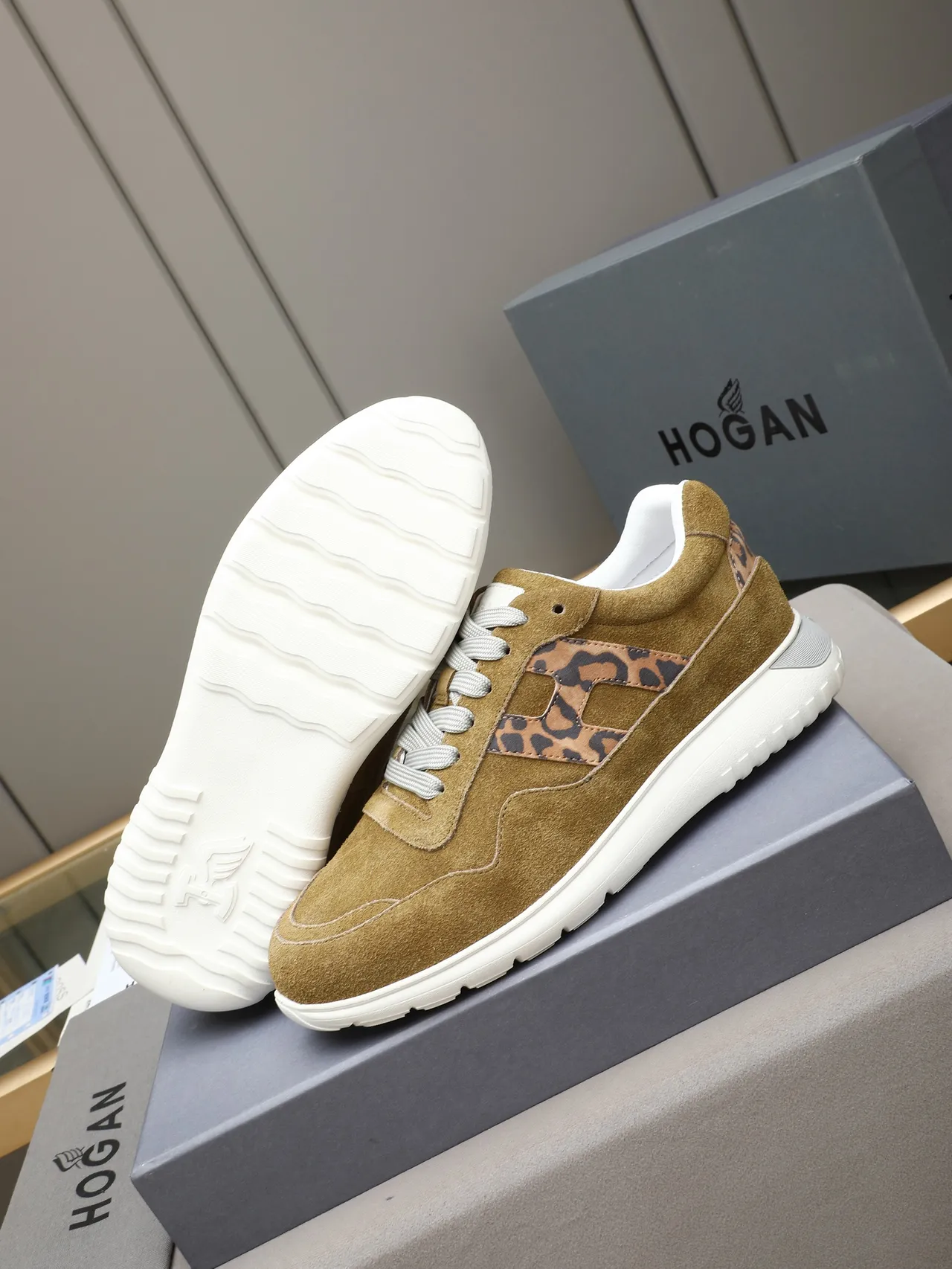 Hogan H-Series Suede Leopard-Print Lifestyle Sneakers