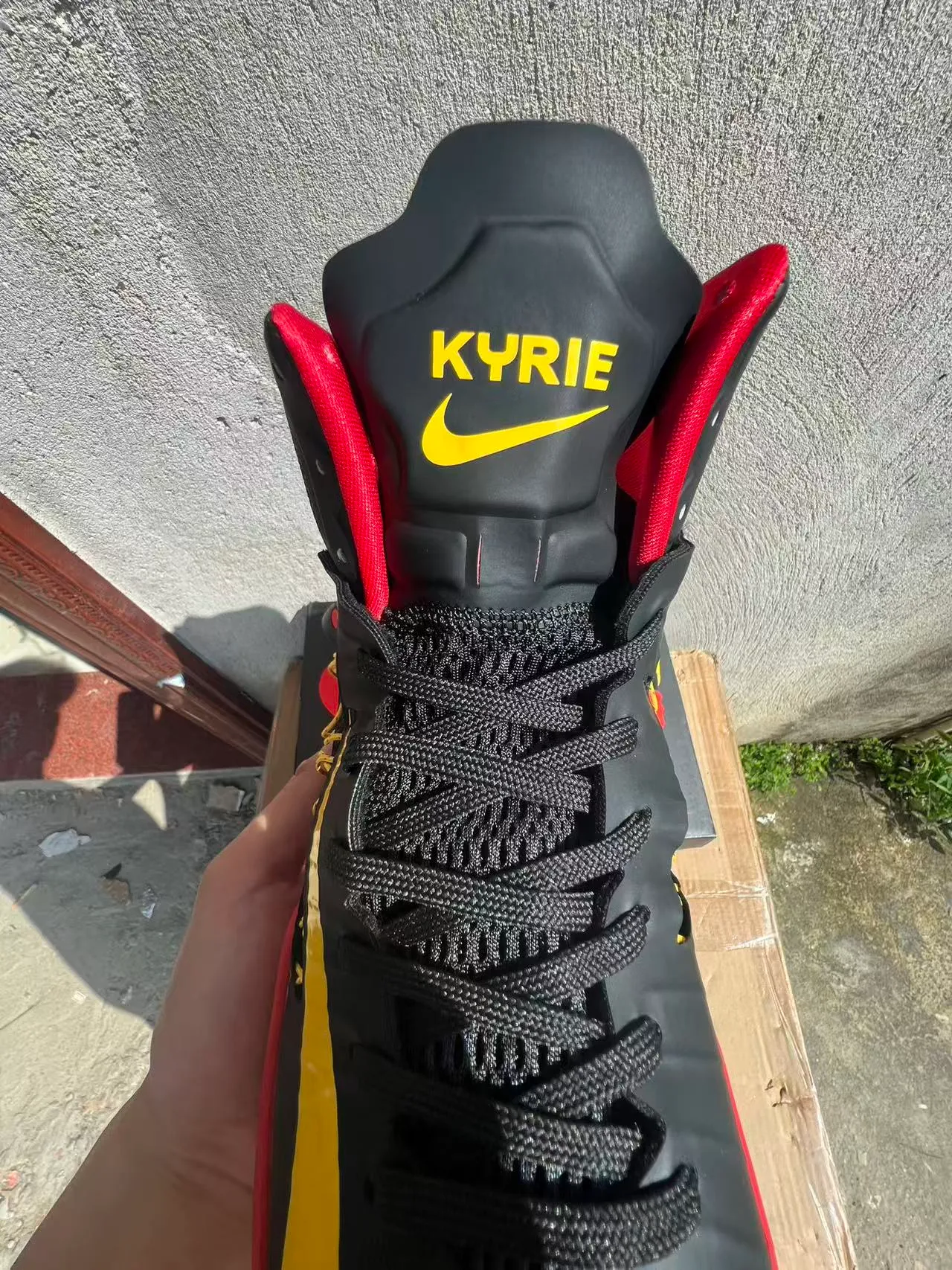 Nike Black Red High-Top Mesh-and-Synthetic Upper Basketball Shoes