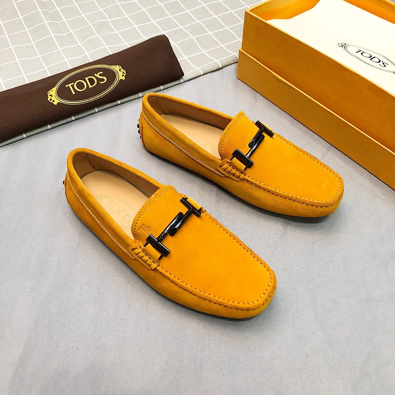 Tod's Horsebit Loafer Mustard Yellow Suede Loafers