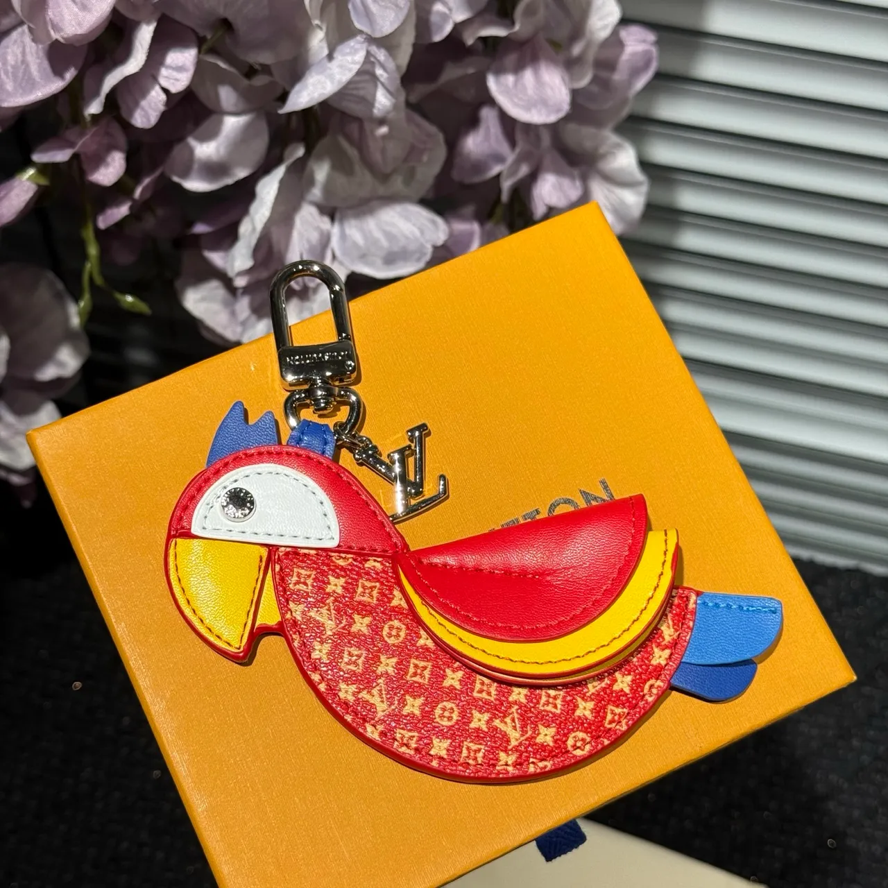 Louis Vuitton Red Multicolor Parrot-Shaped Monogram Leather Handbag