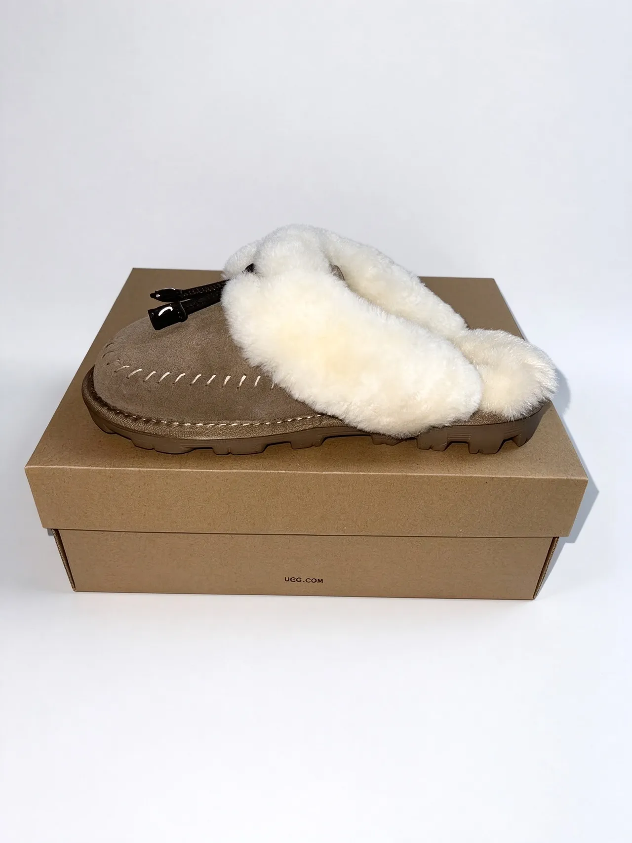 UGG Tasman Taupe Shearling-Lined Slippers