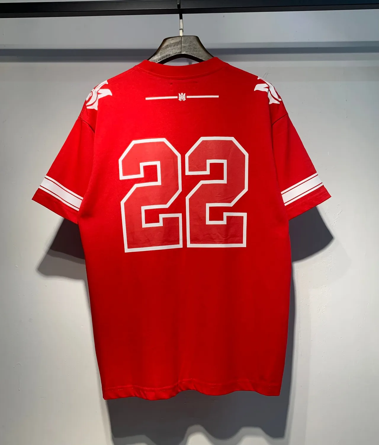 Amiri Red White Oversized Fit Athletic Stripe Sleeves Jersey