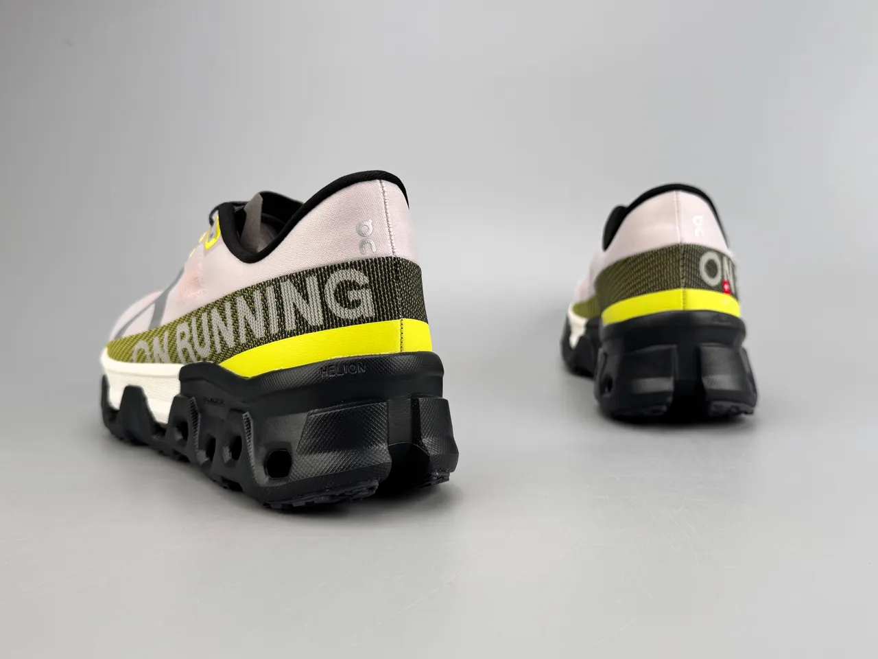 On Running Cloudmonster Pink Yellow Black Running Shoes