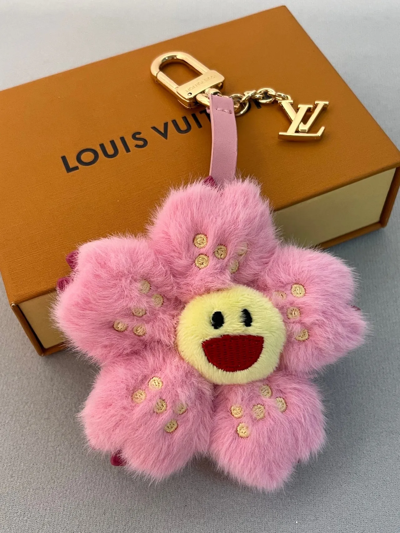 Louis Vuitton Monogram Flower Pink Yellow Plush Floral Embroidered Face Saddle Bag