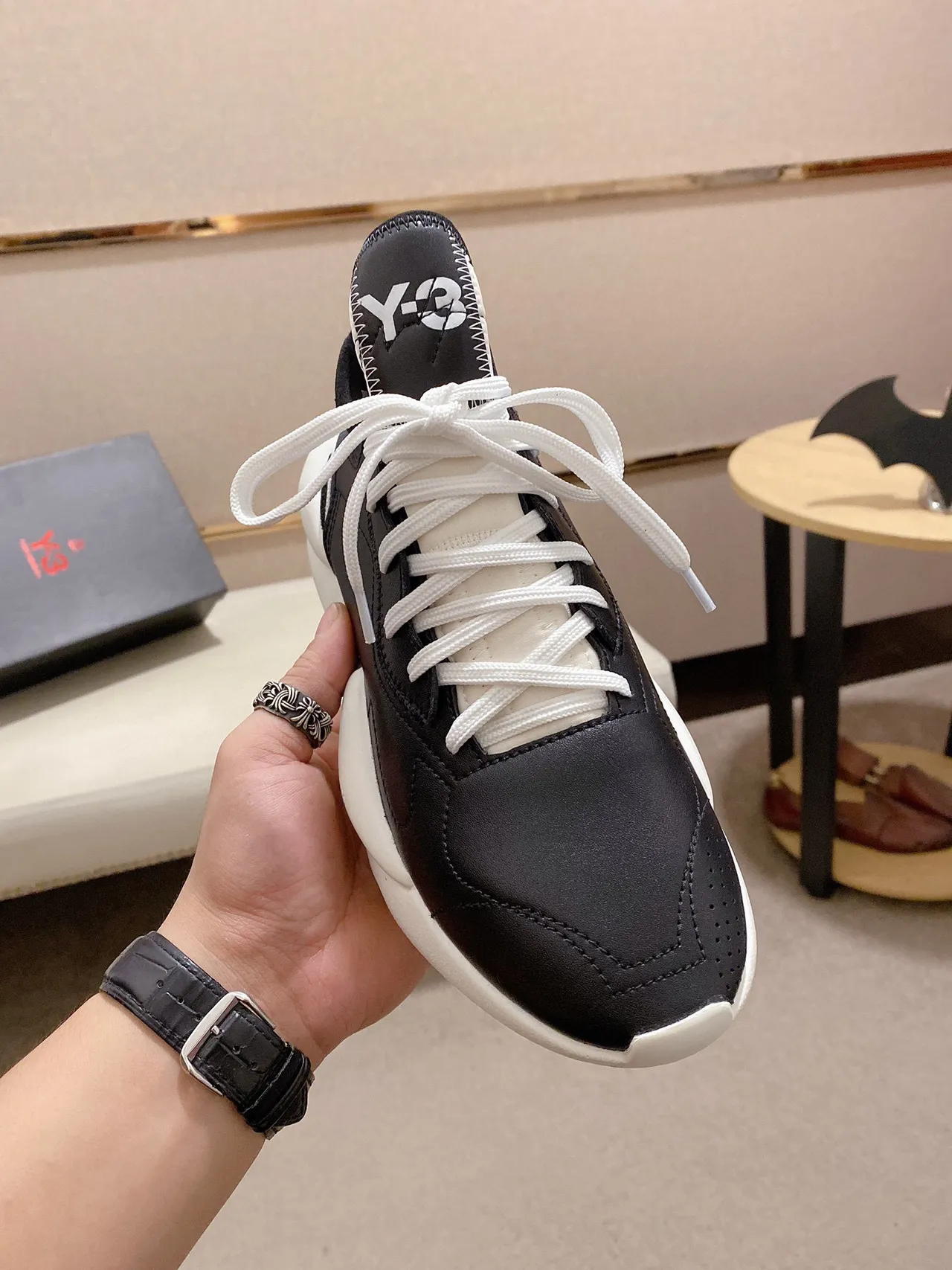 Y-3 Kaiwa Black and White Lifestyle Sneakers