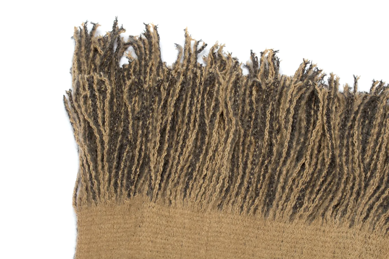 UGG Beige Brown Wool-Like Knit Two-Tone Fringe Cashmere Scarf