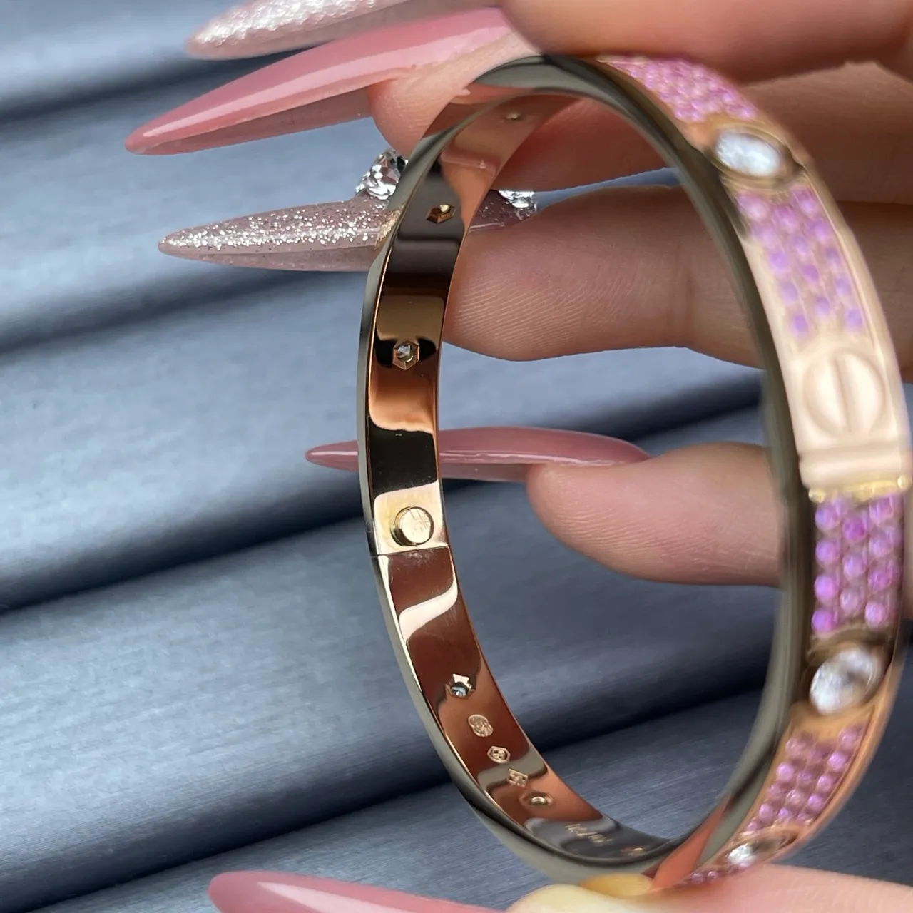 Cartier Juste un Clou Pavé Gemstone Bangle Bracelets