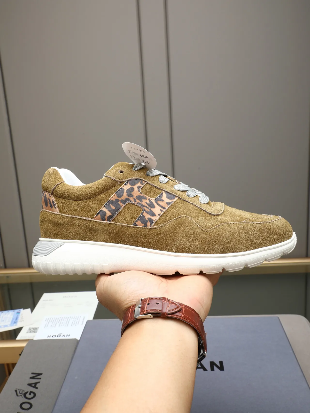 Hogan H-Series Suede Leopard-Print Lifestyle Sneakers