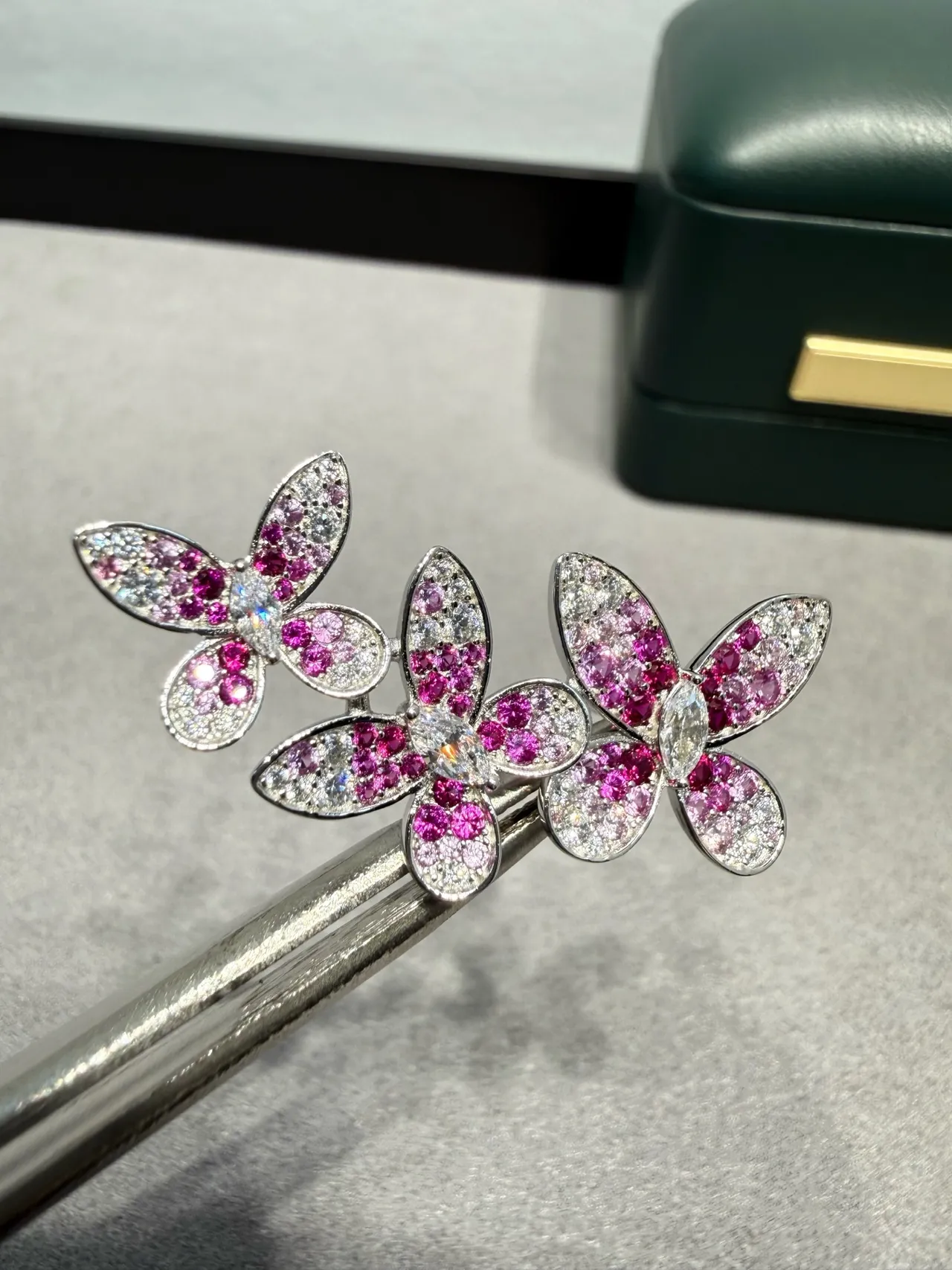 Van Cleef & Arpels Frivole Pink and White Floral Cluster Earrings