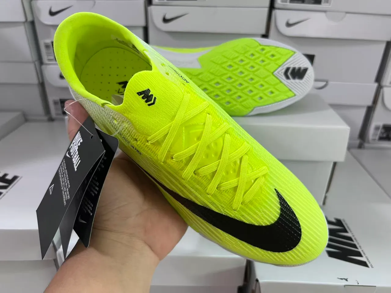 Nike Mercurial Flyweave Ultra Neon Yellow Black Indoor Soccer Shoes