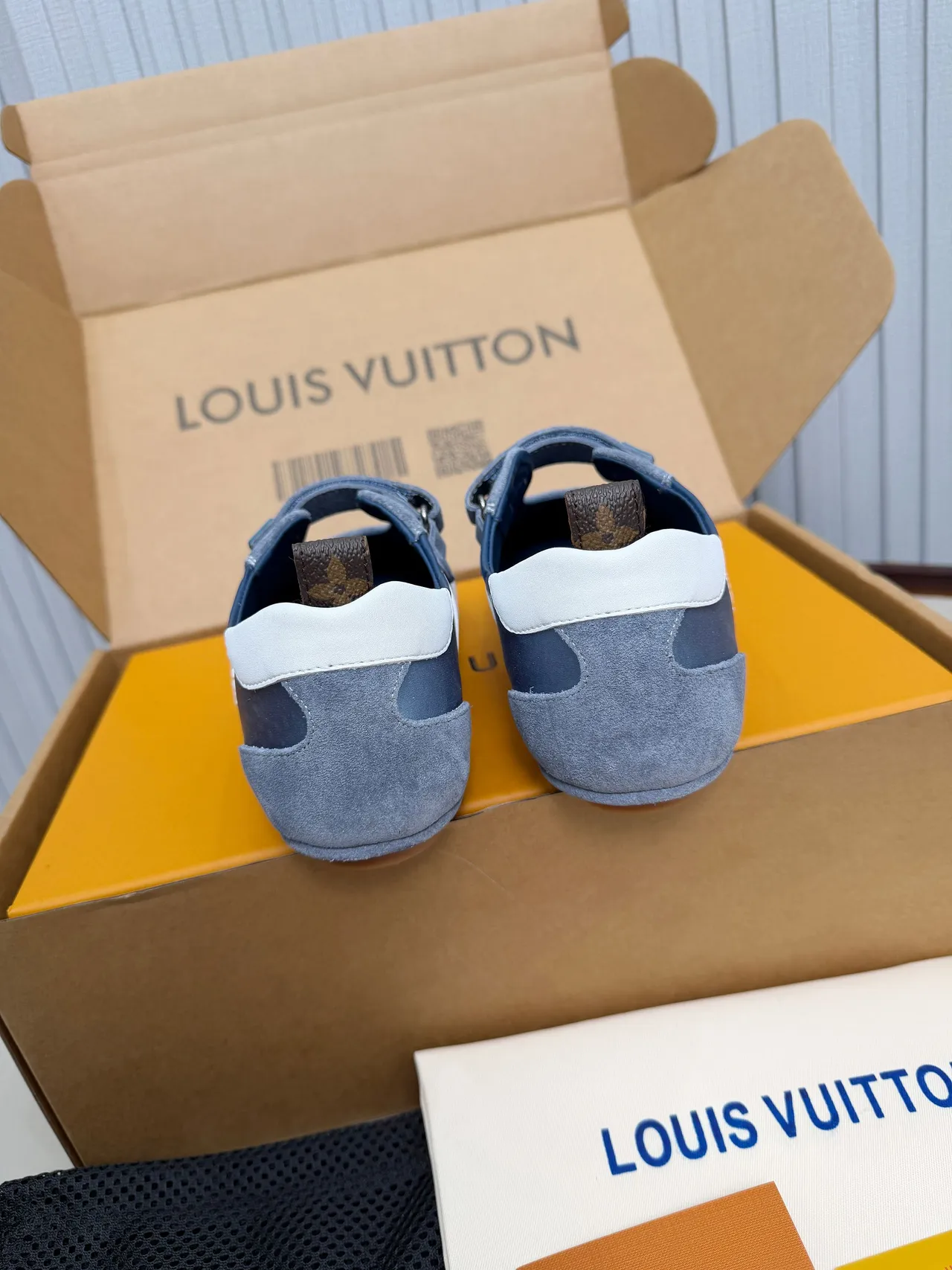 Louis Vuitton Run Away Blue White Suede And Leather Panel Construction Mary Jane Shoes