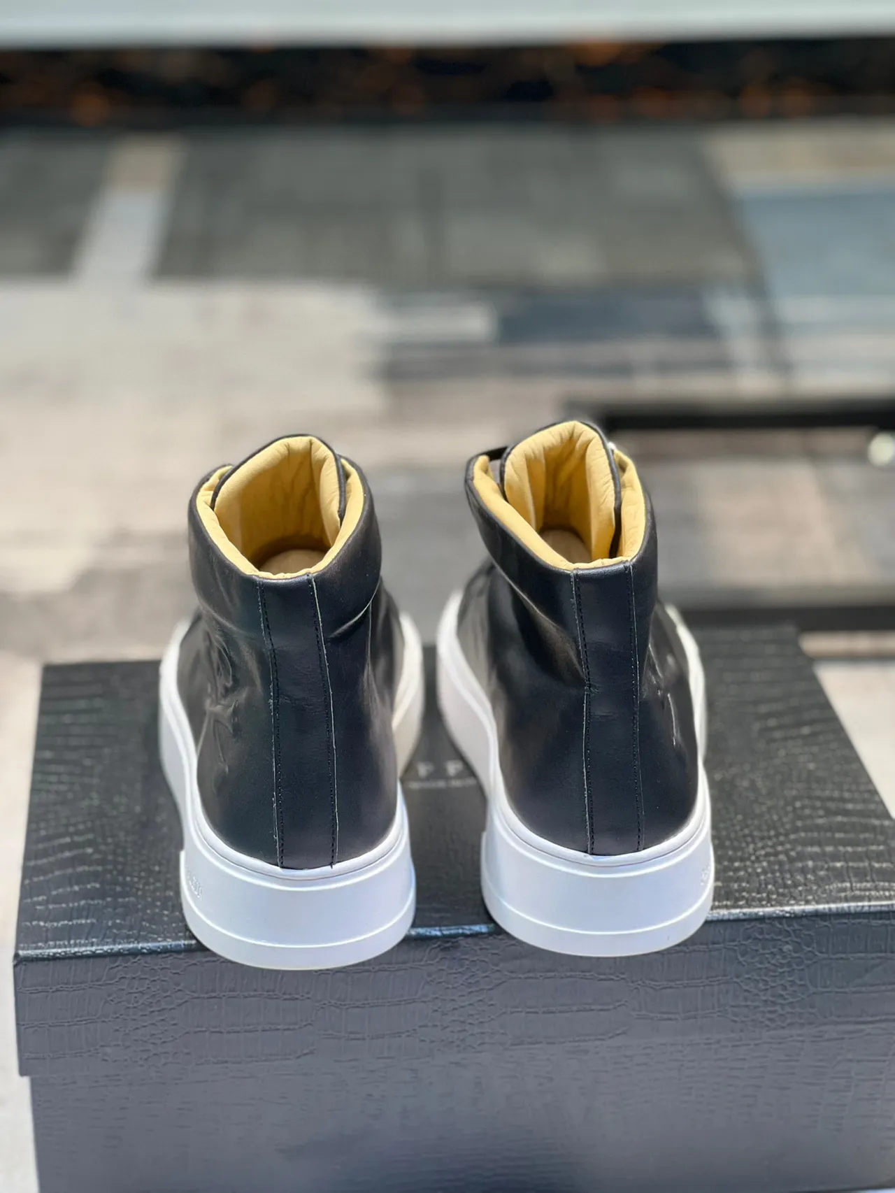 Philipp Plein Black White High-Top Leather Upper Lifestyle Sneakers