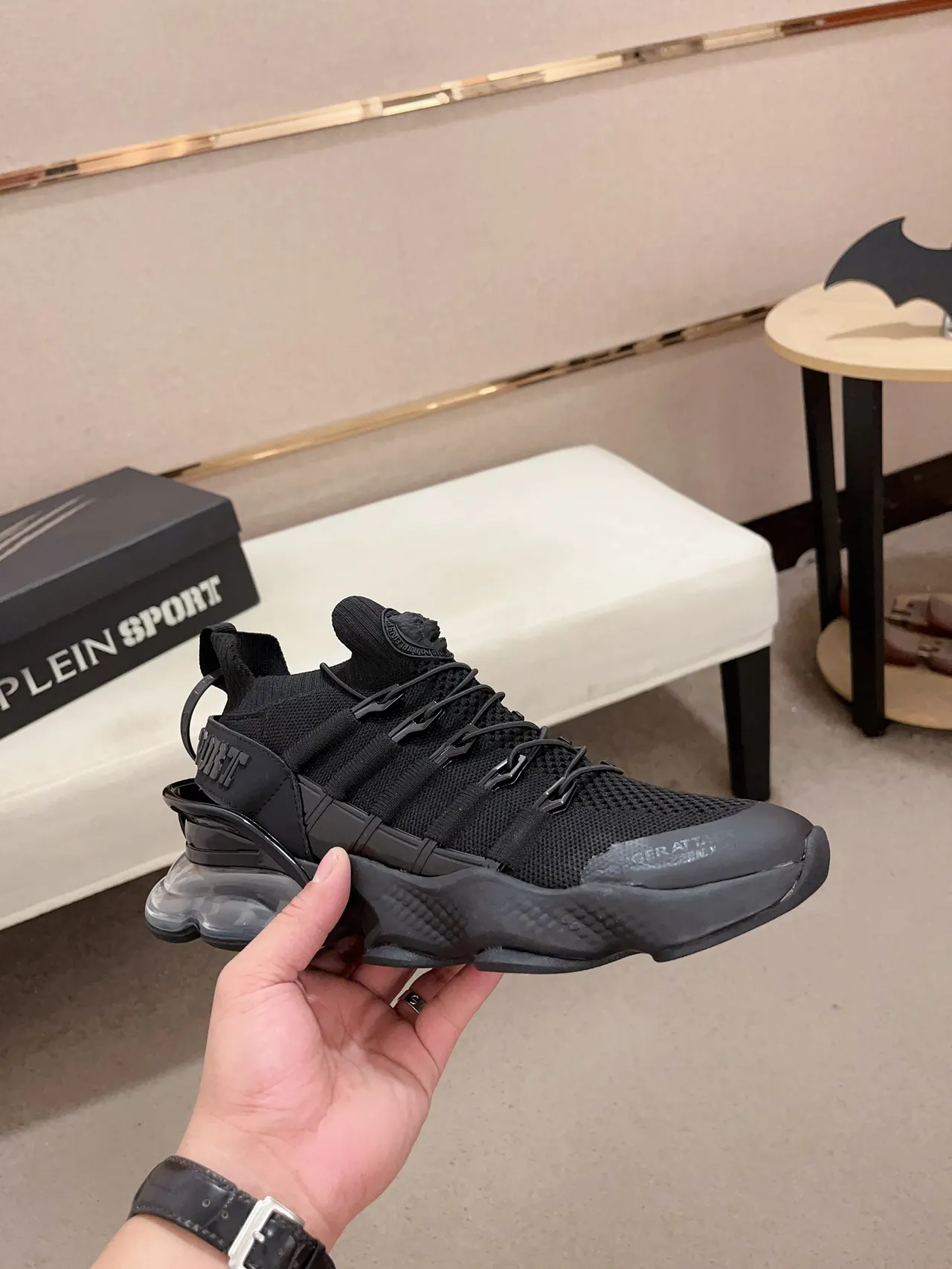 Philipp Plein Sport Black Knit Sock-Fit Chunky Sneaker