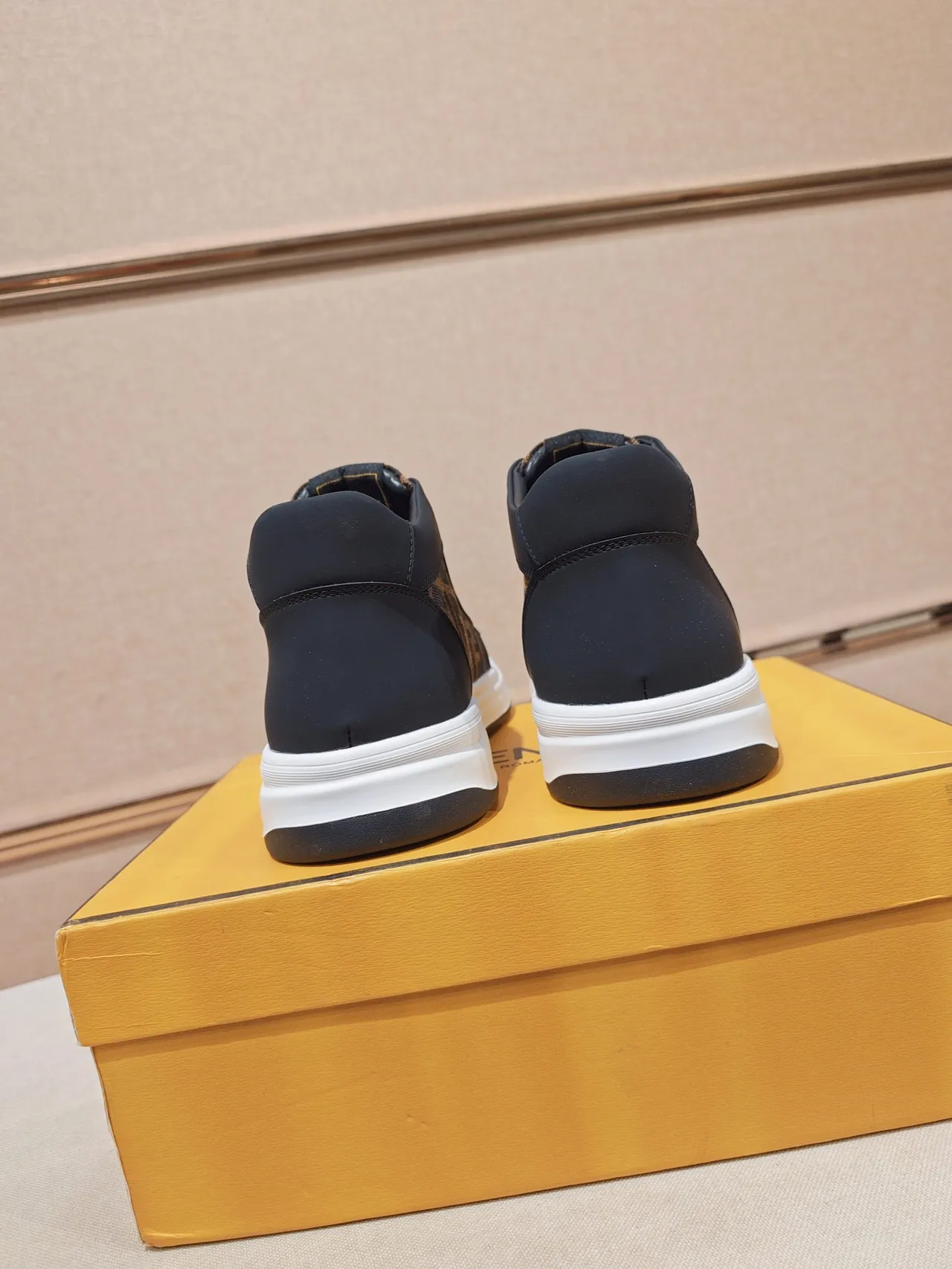 Fendi First Black White High-Top Monogrammed Side Panel Lifestyle Sneakers